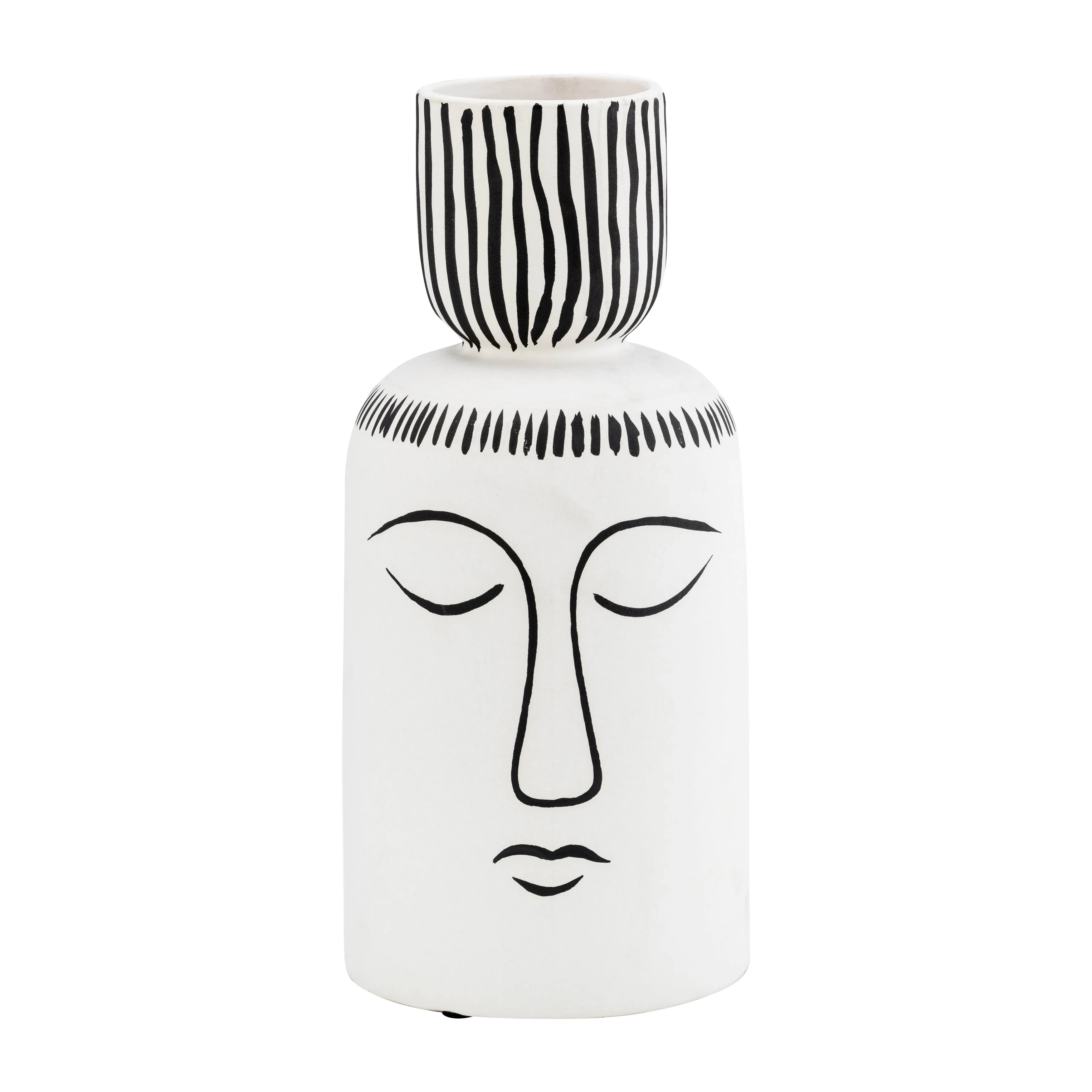 CER, 11"H SLEEPING MAN FLOWER VASE, WHT/BLK