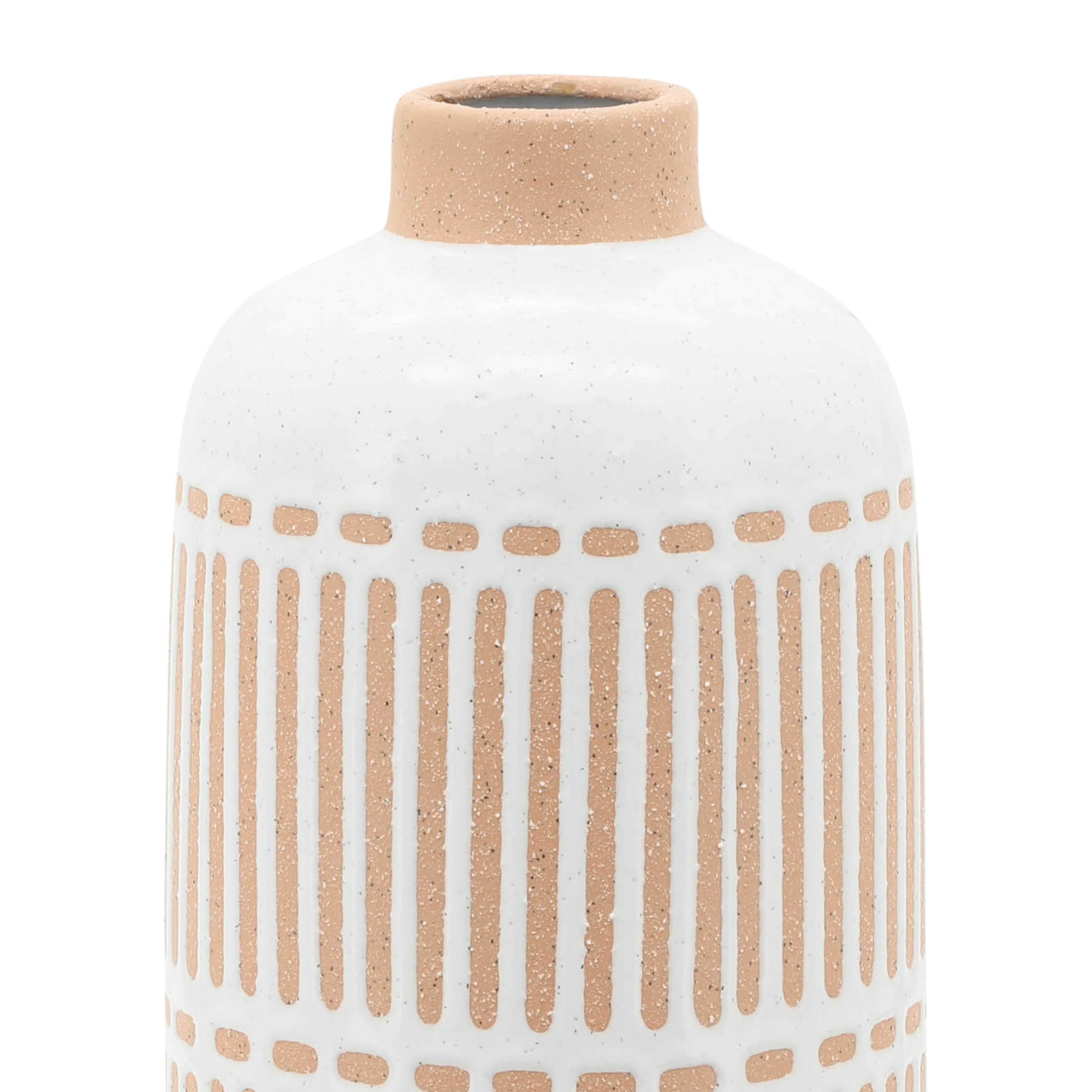 CER, 12" ROUND AZTEC VASE, IVORY