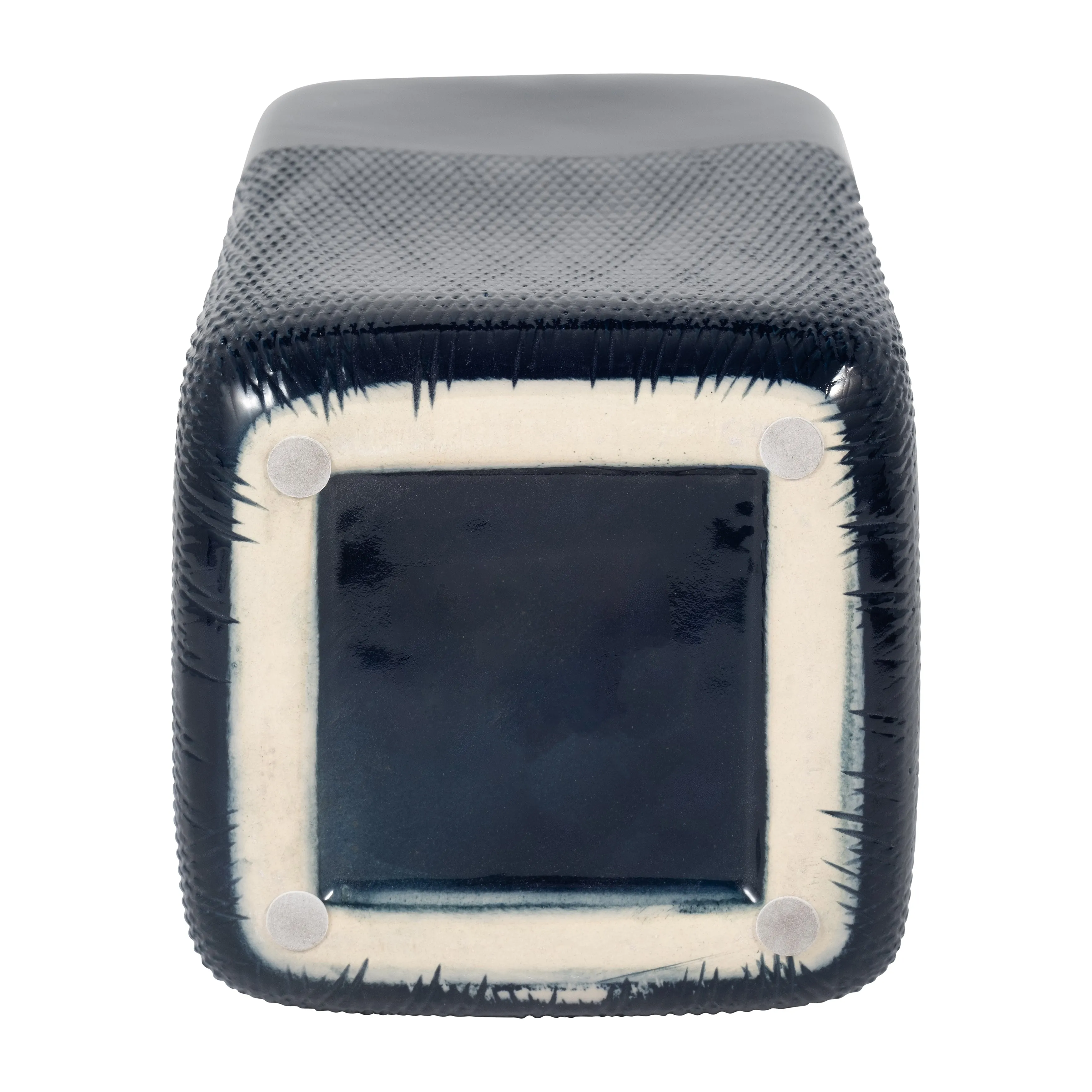 CER, 12" SQUARED GROOVED VASE, NAVY BLUE