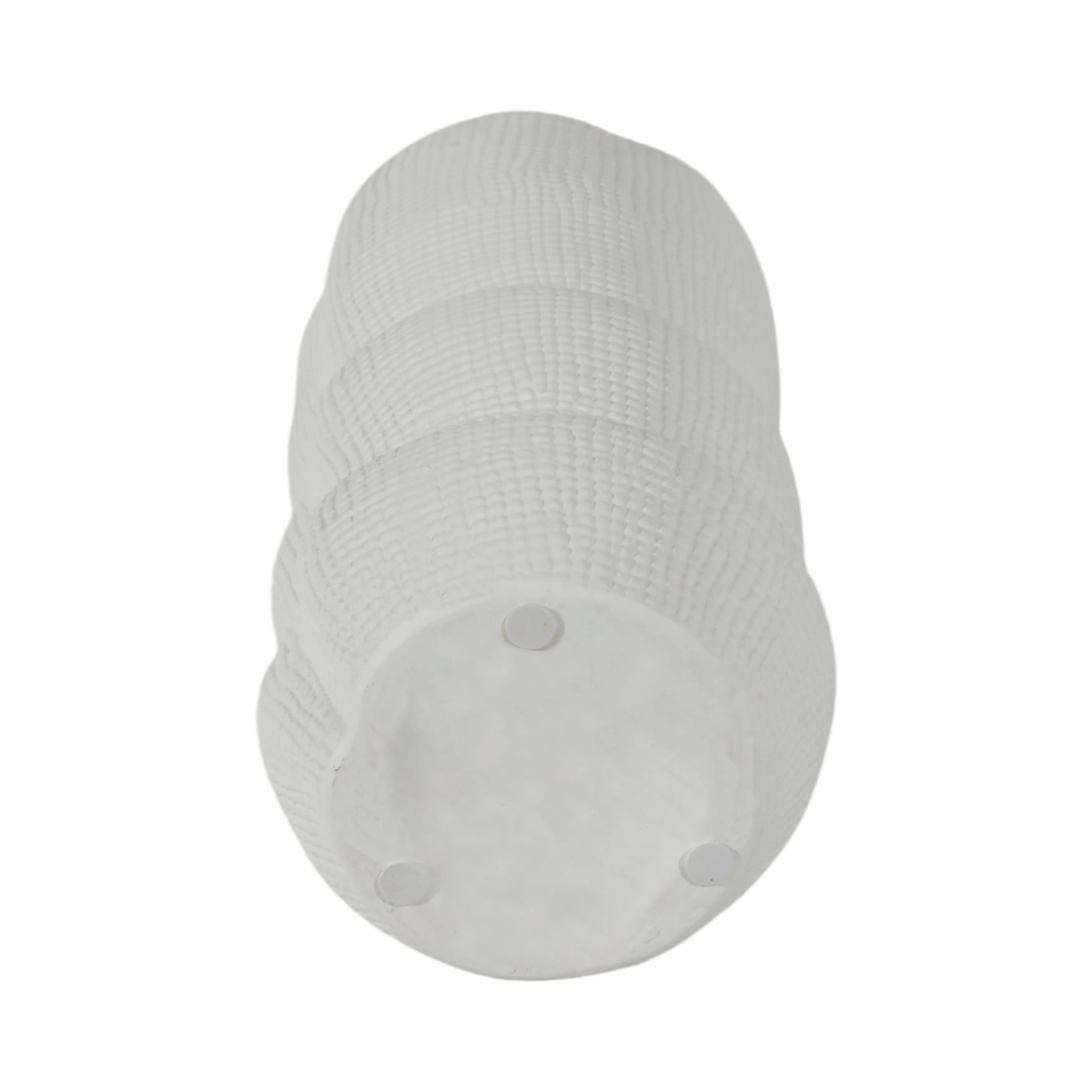 Cer, 12" Waffle Texture Organic Vase, White
