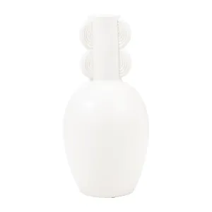 Cer, 13" Eared Vase, Cotton