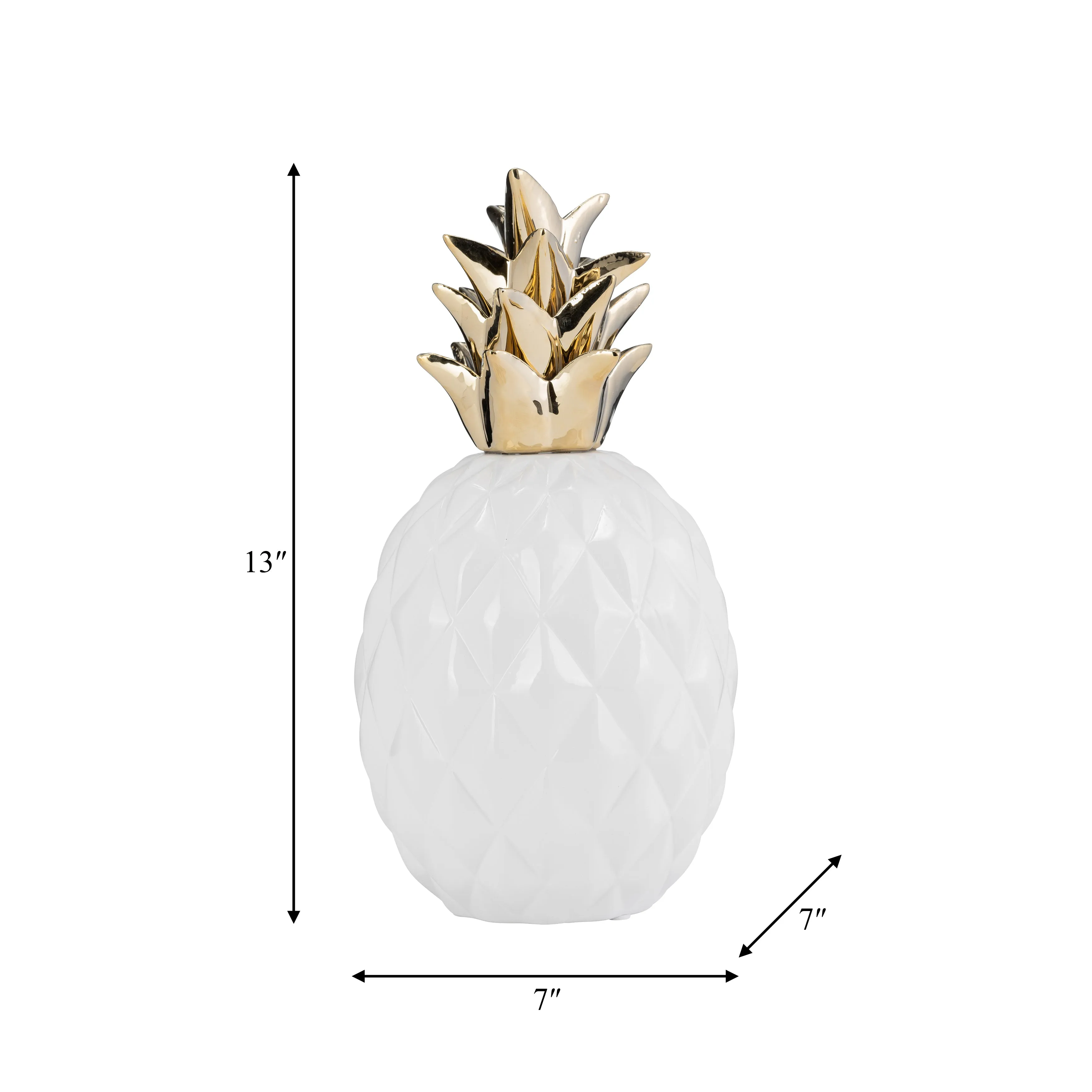 CER, 13" PINEAPPLE DECO, WHITE