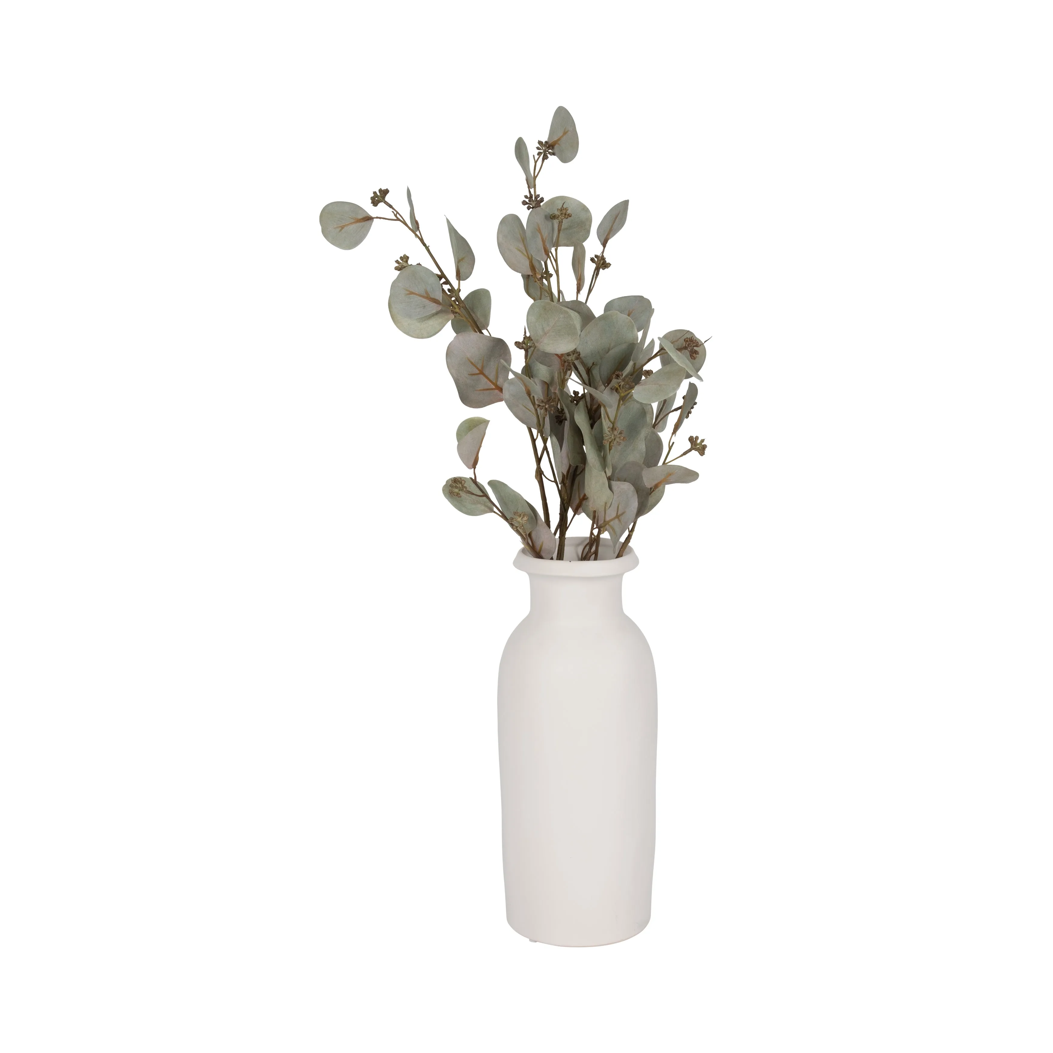 CER, 13"H TALL SLIM VASE, WHITE