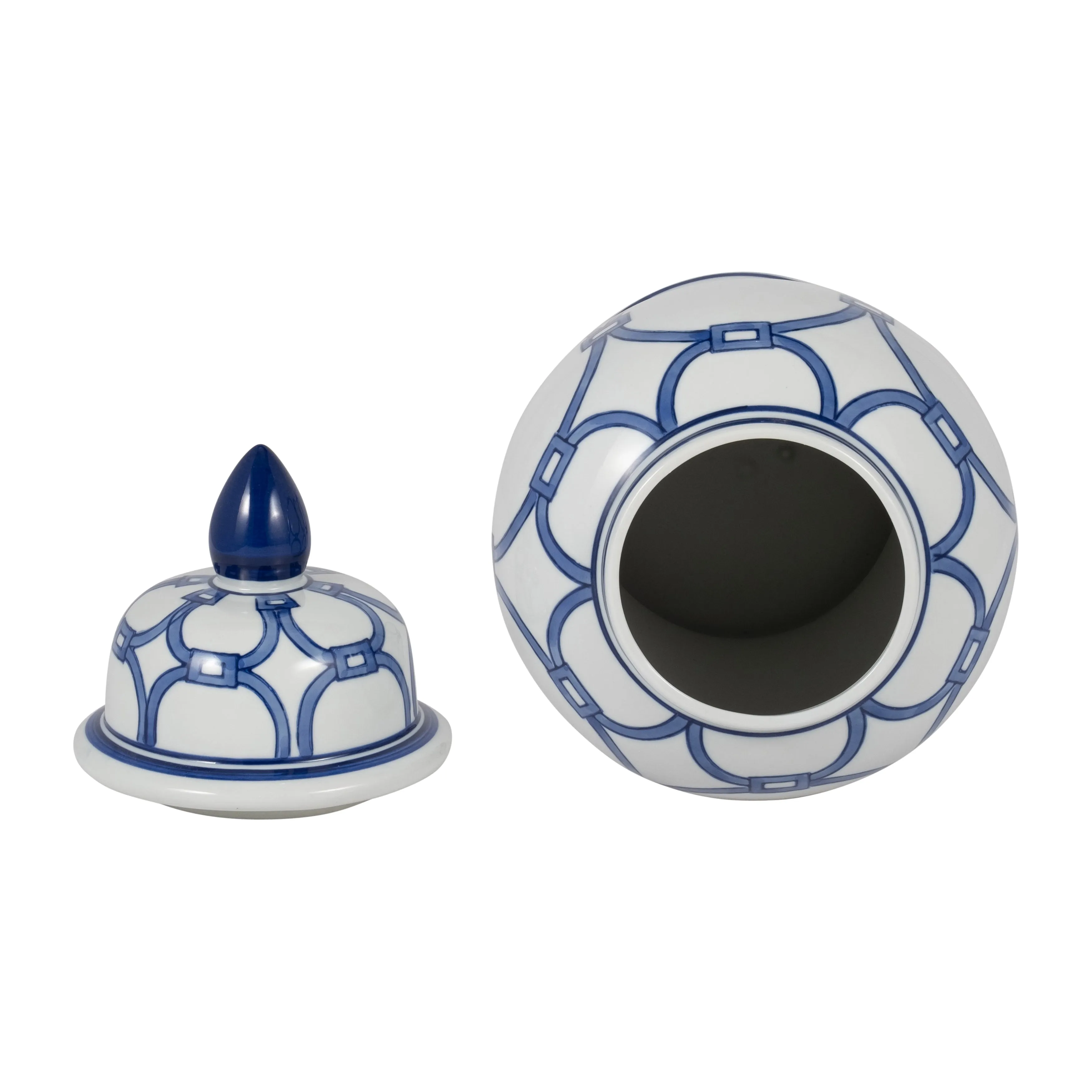 CER, 14" LINKS TEMPLE JAR, BLUE/WHITE