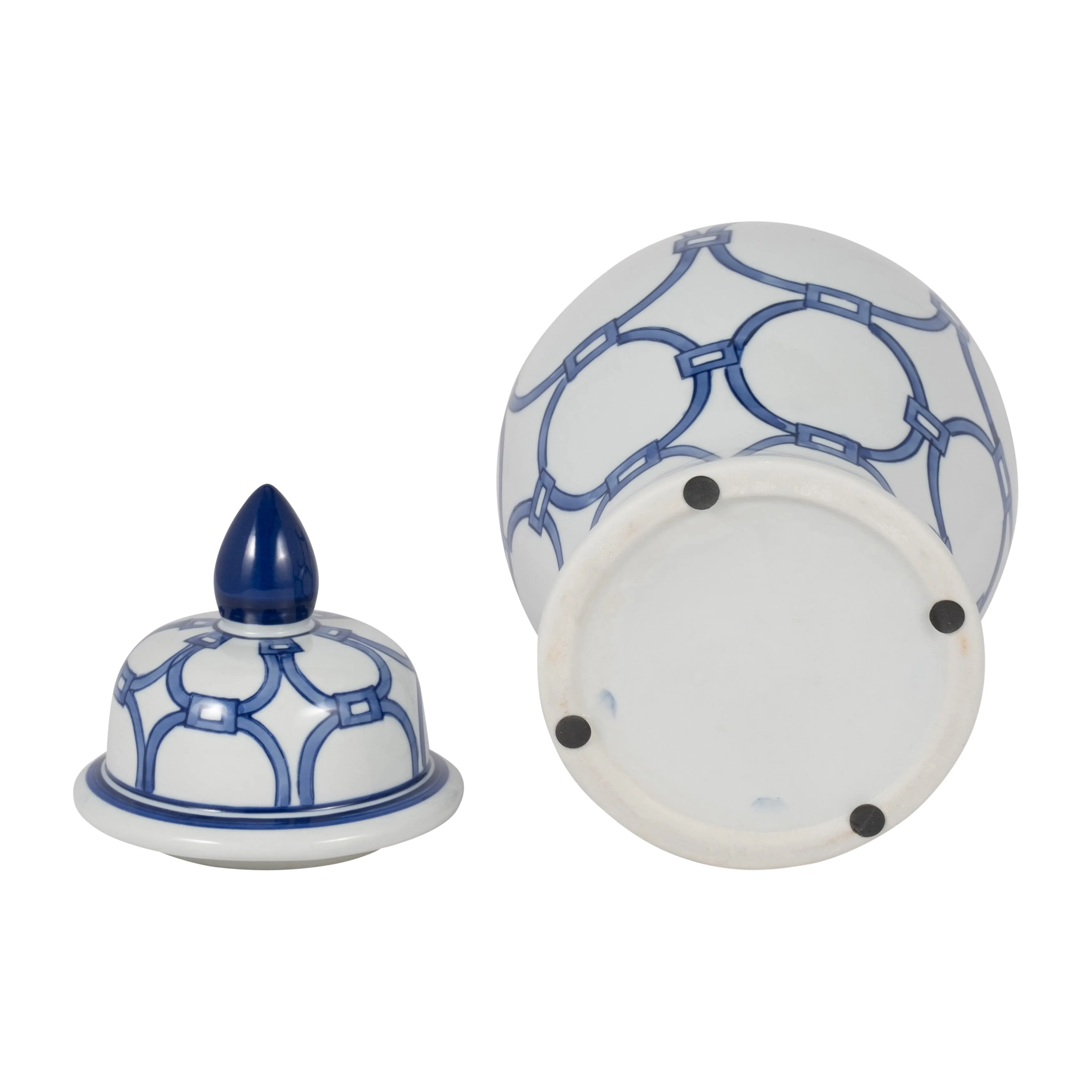 CER, 14" LINKS TEMPLE JAR, BLUE/WHITE