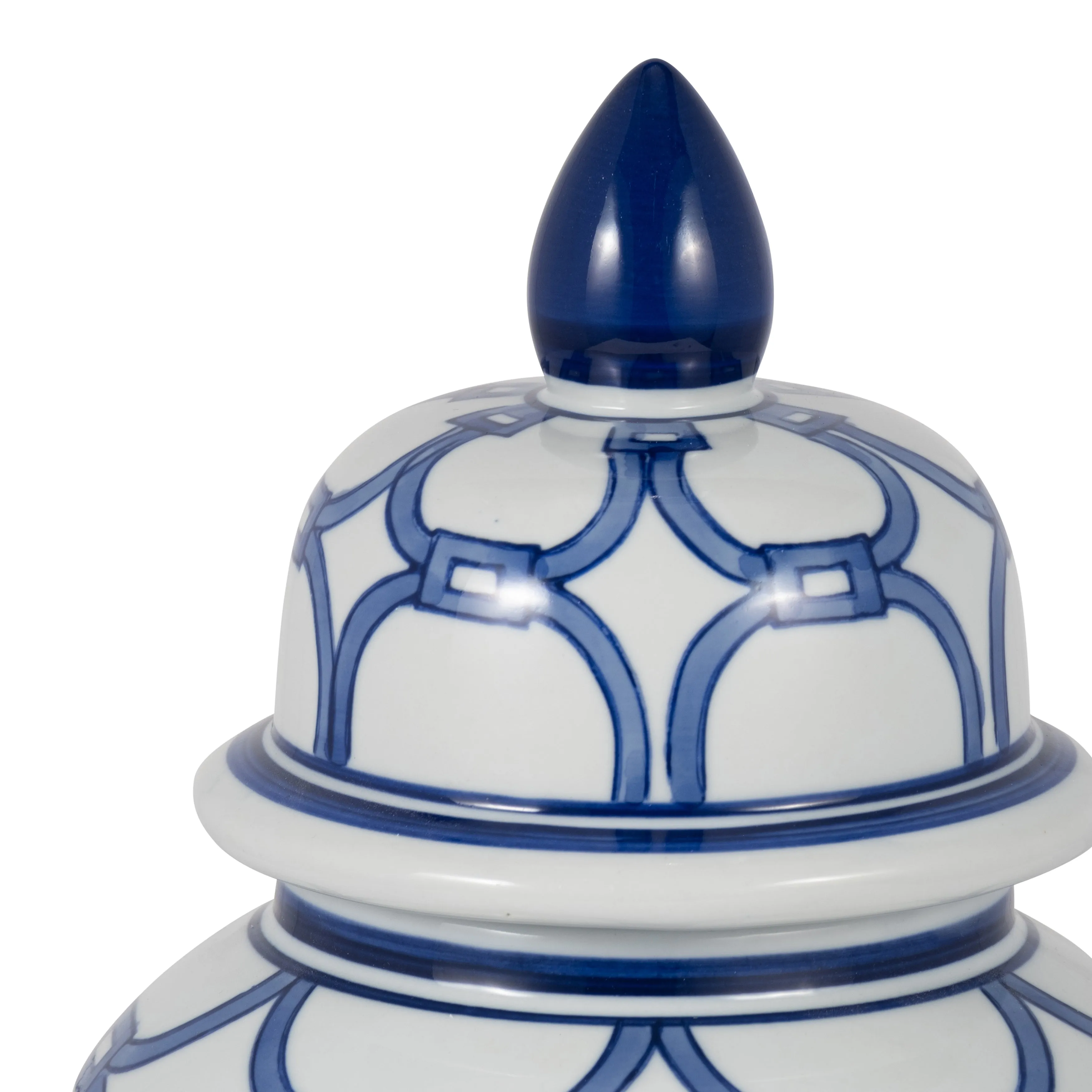 CER, 14" LINKS TEMPLE JAR, BLUE/WHITE