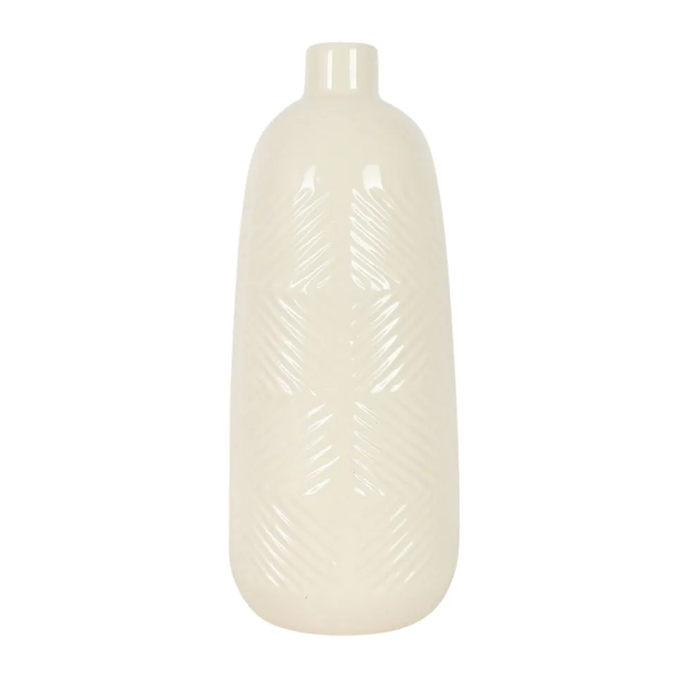 CER, 14" TEXTURED LINES VASE, COTTON