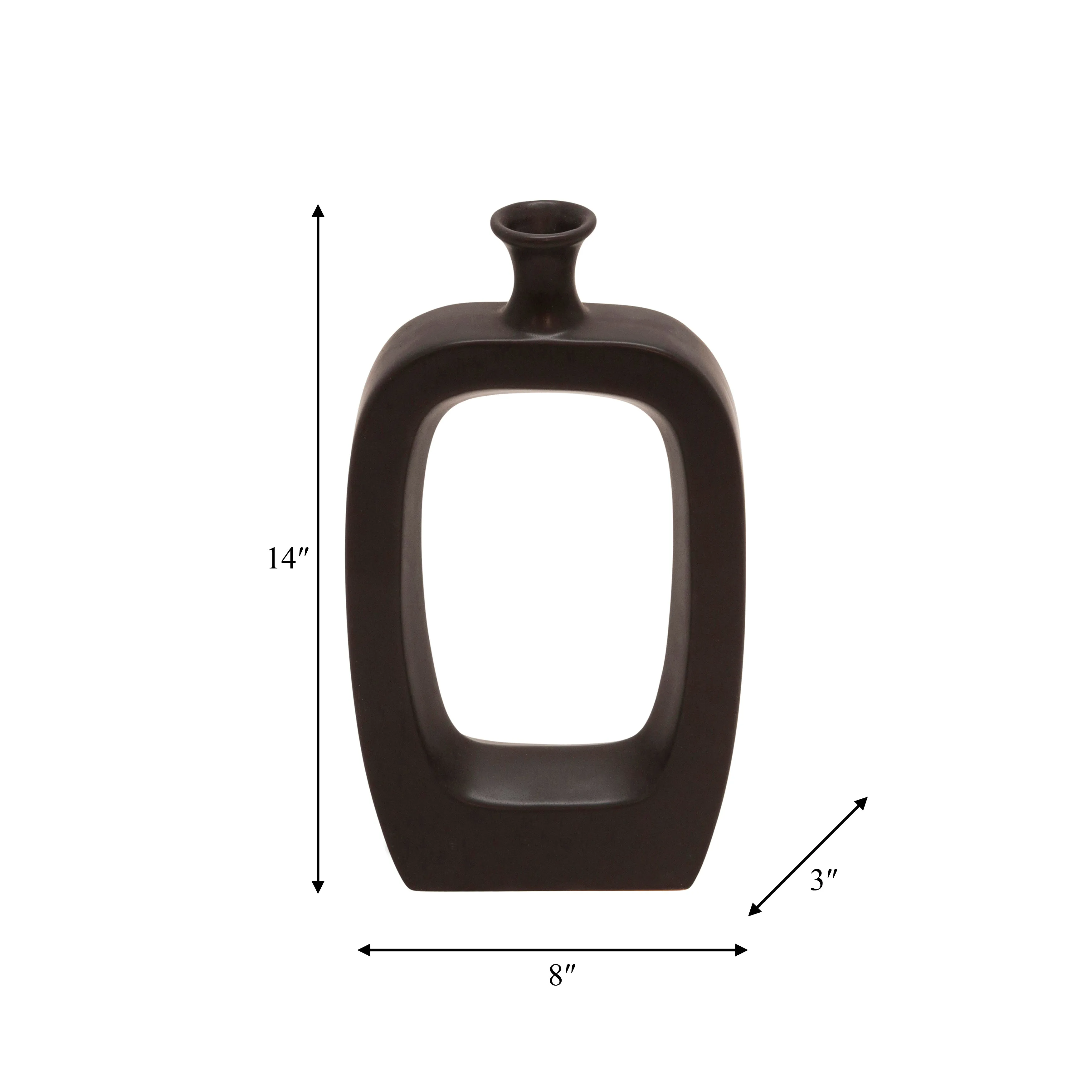 CER, 14" VASE W/CUTOUT, BLACK