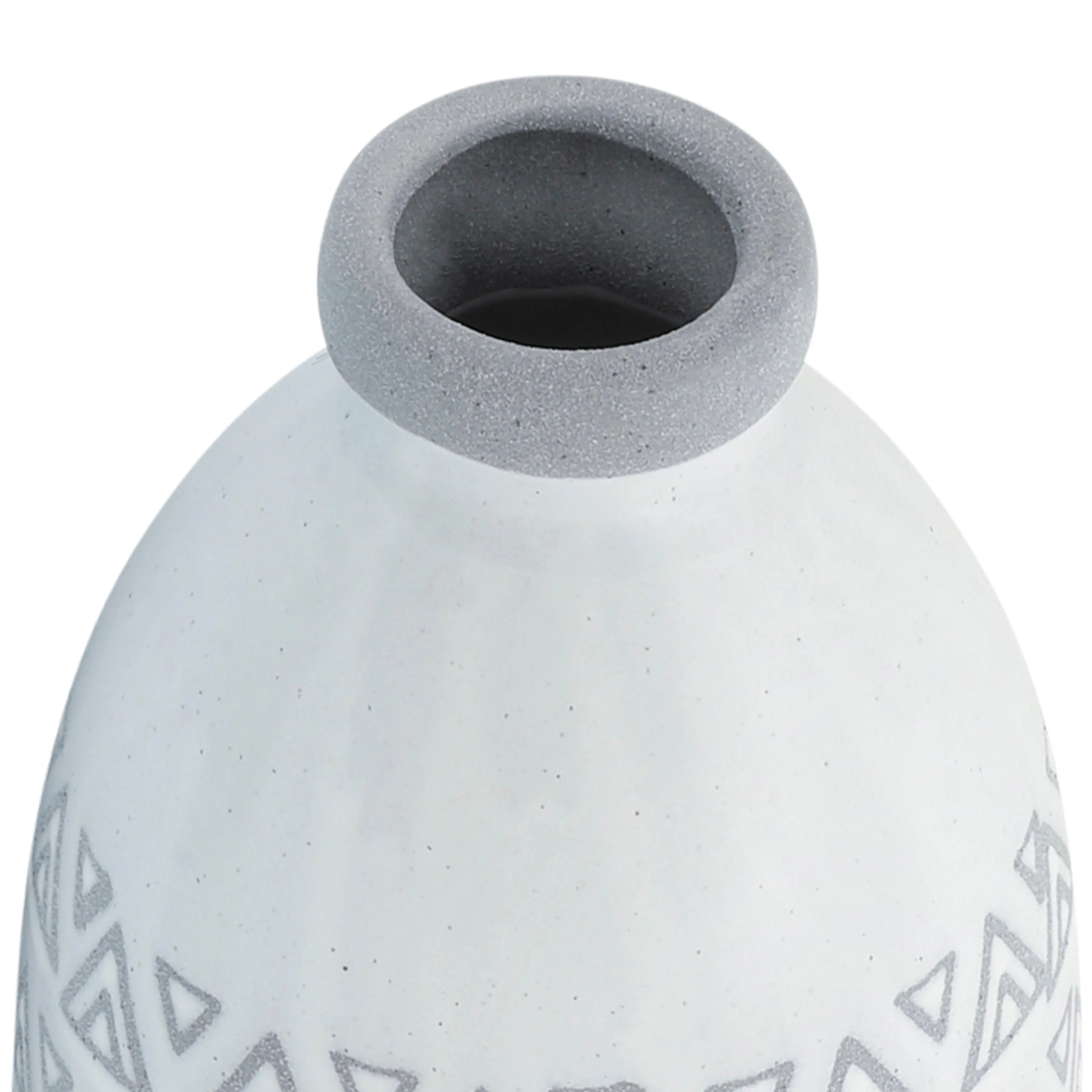 CER, 14"H AZTEC VASE, GRAY