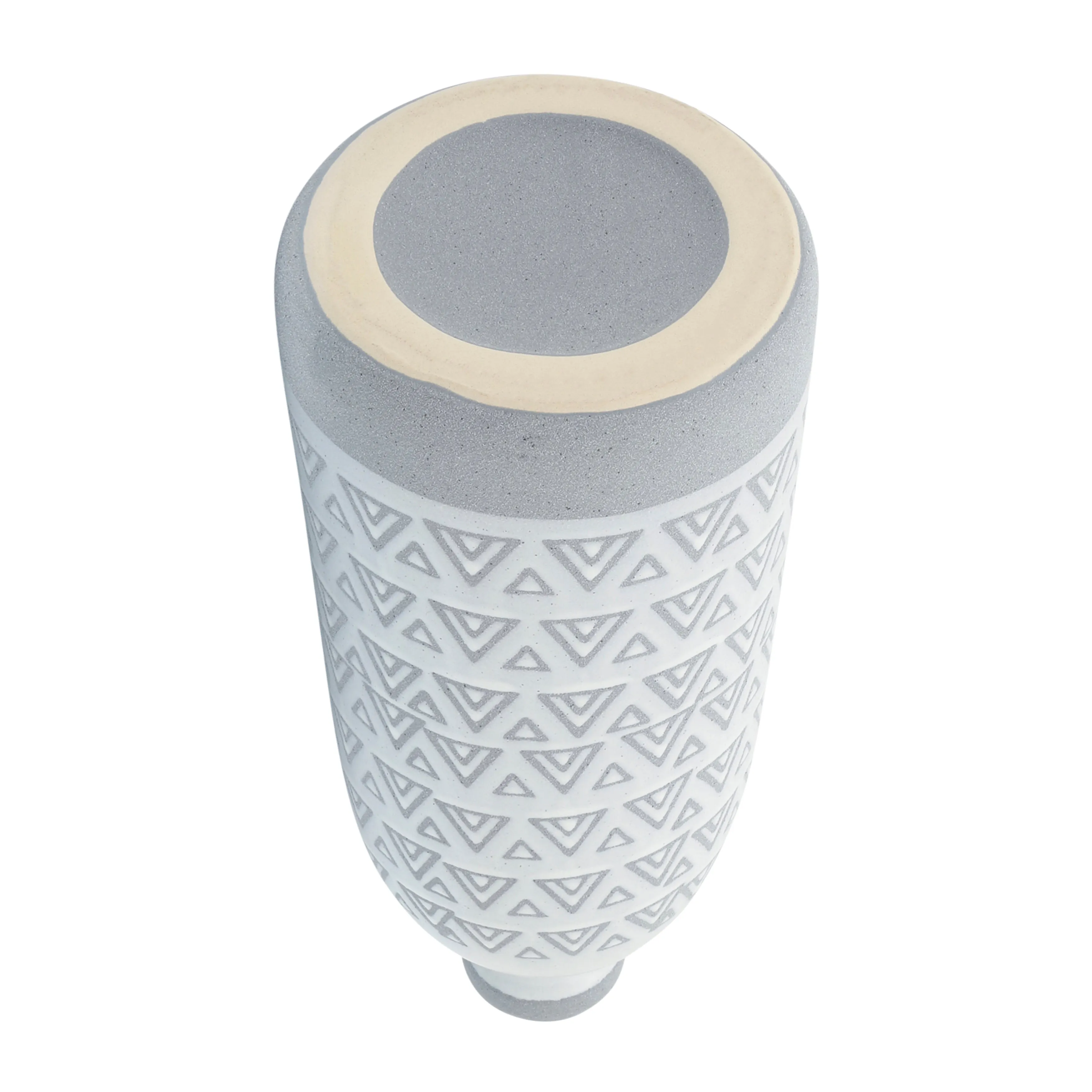 CER, 14"H AZTEC VASE, GRAY