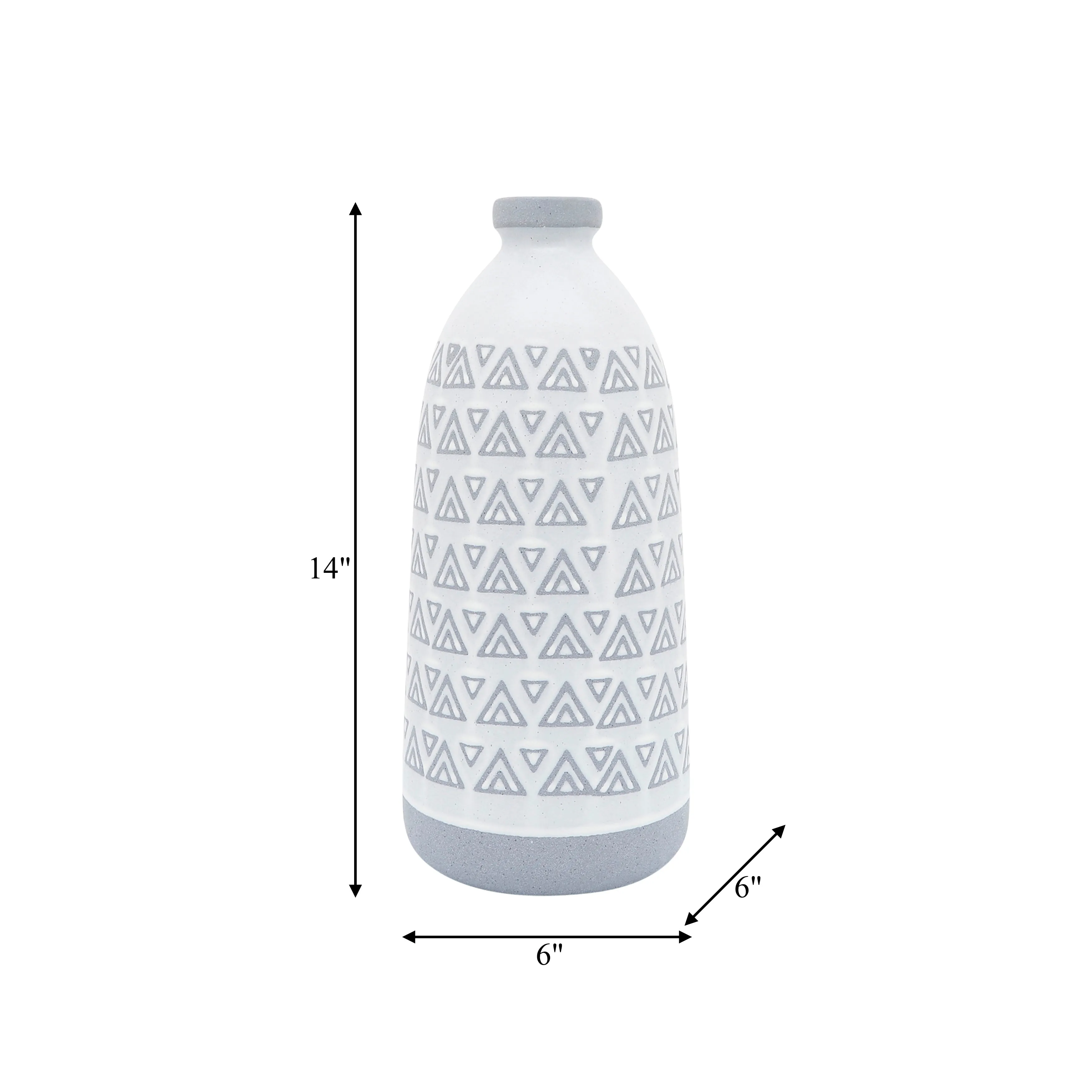 CER, 14"H AZTEC VASE, GRAY