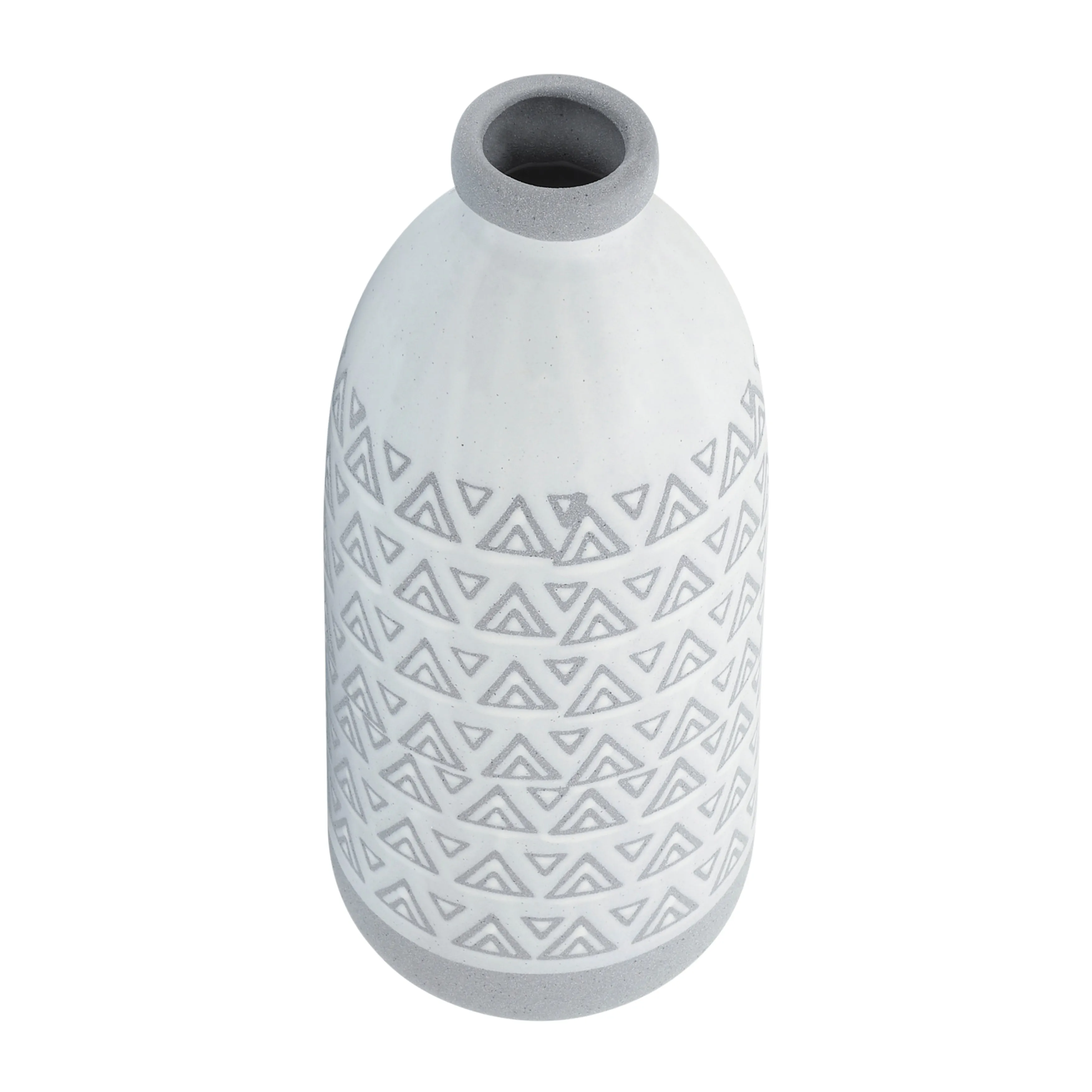 CER, 14"H AZTEC VASE, GRAY