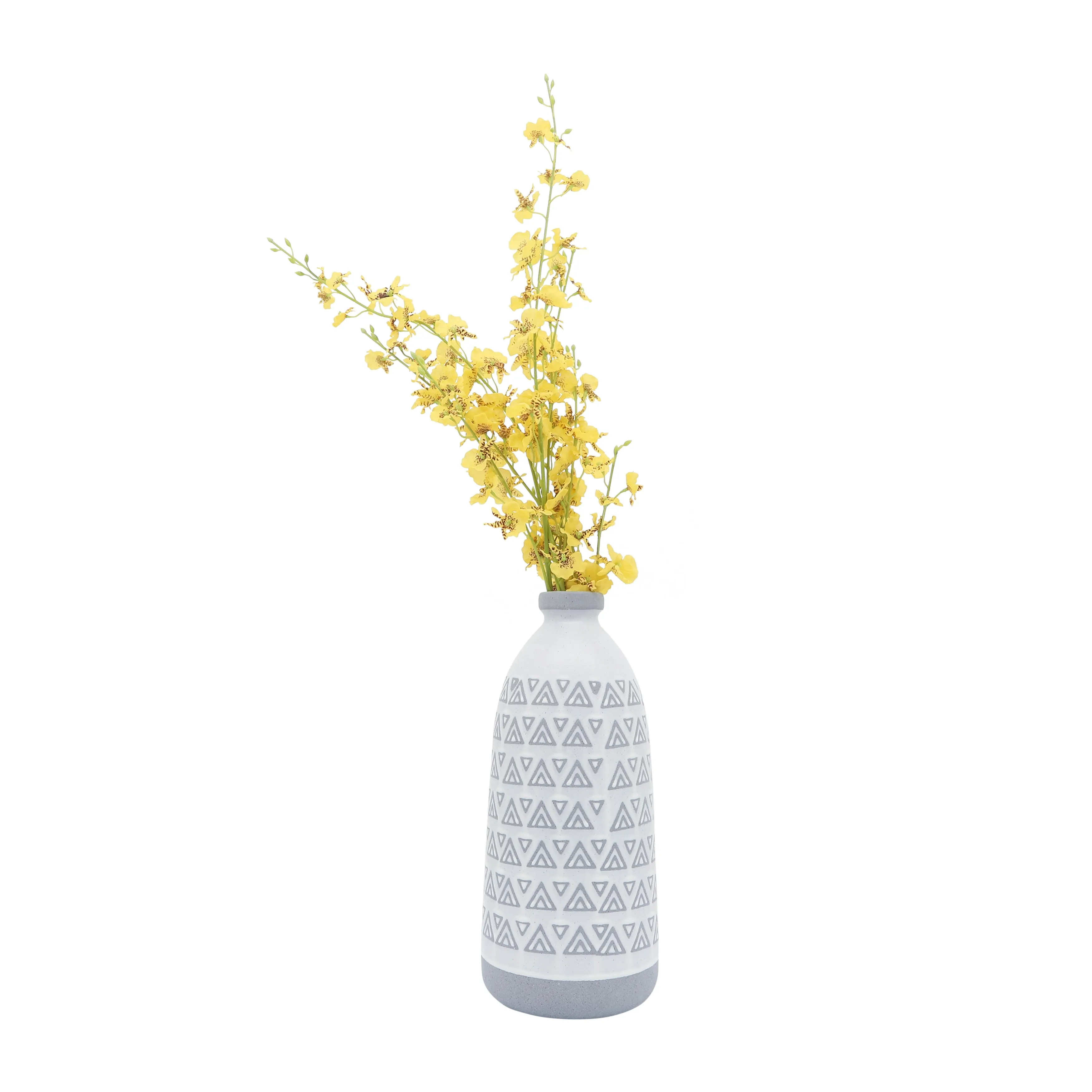 CER, 14"H AZTEC VASE, GRAY