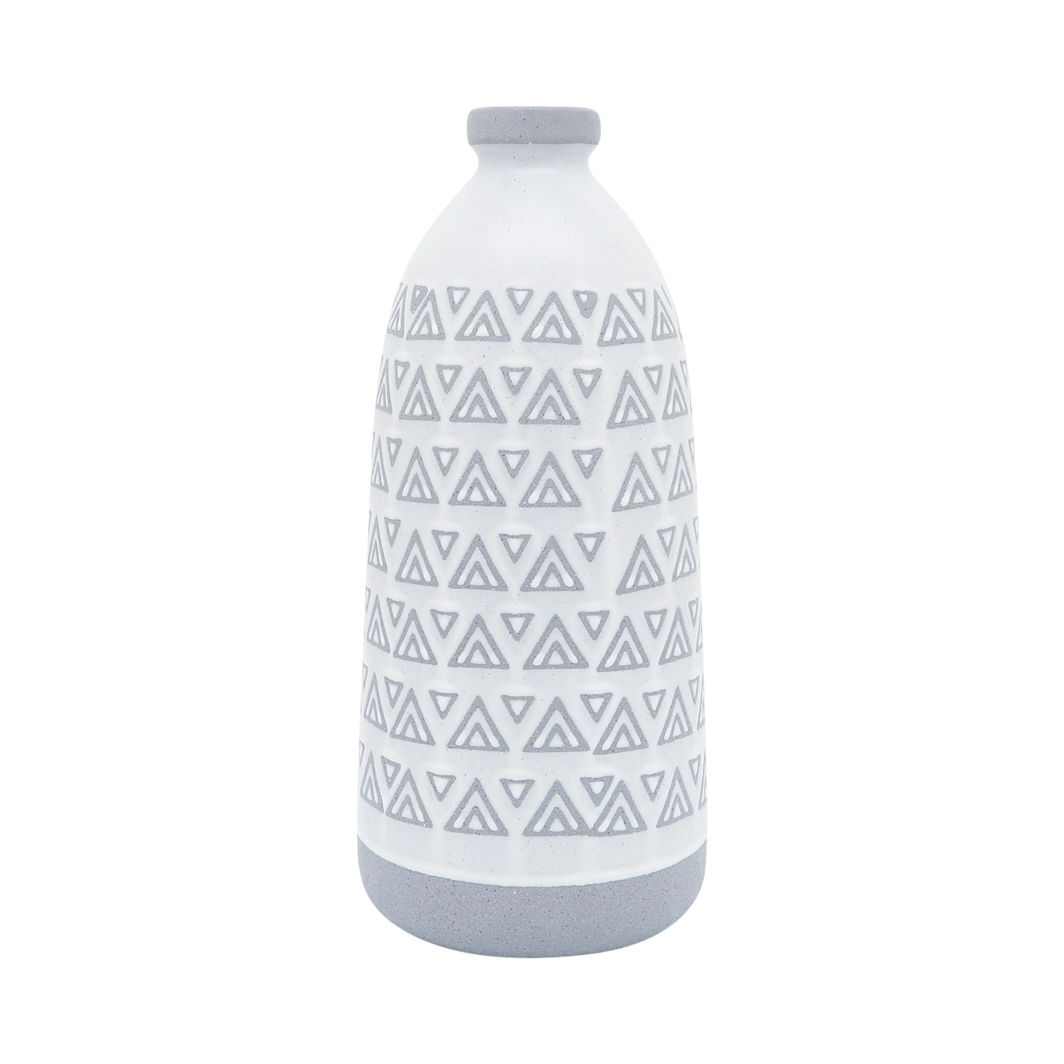 CER, 14"H AZTEC VASE, GRAY