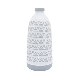 CER, 14"H AZTEC VASE, GRAY