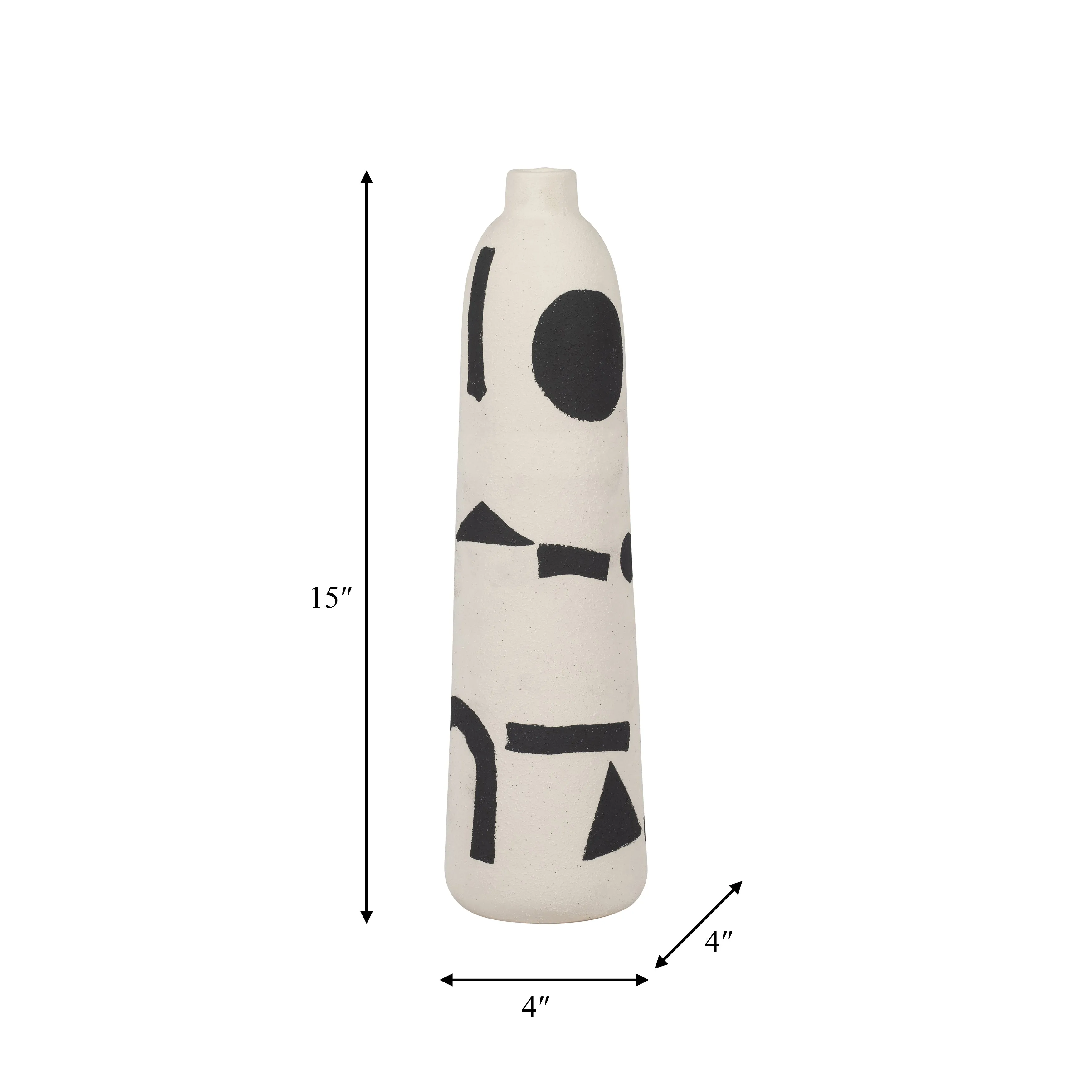 CER, 15" FUNKY VASE, IVORY/BLACK