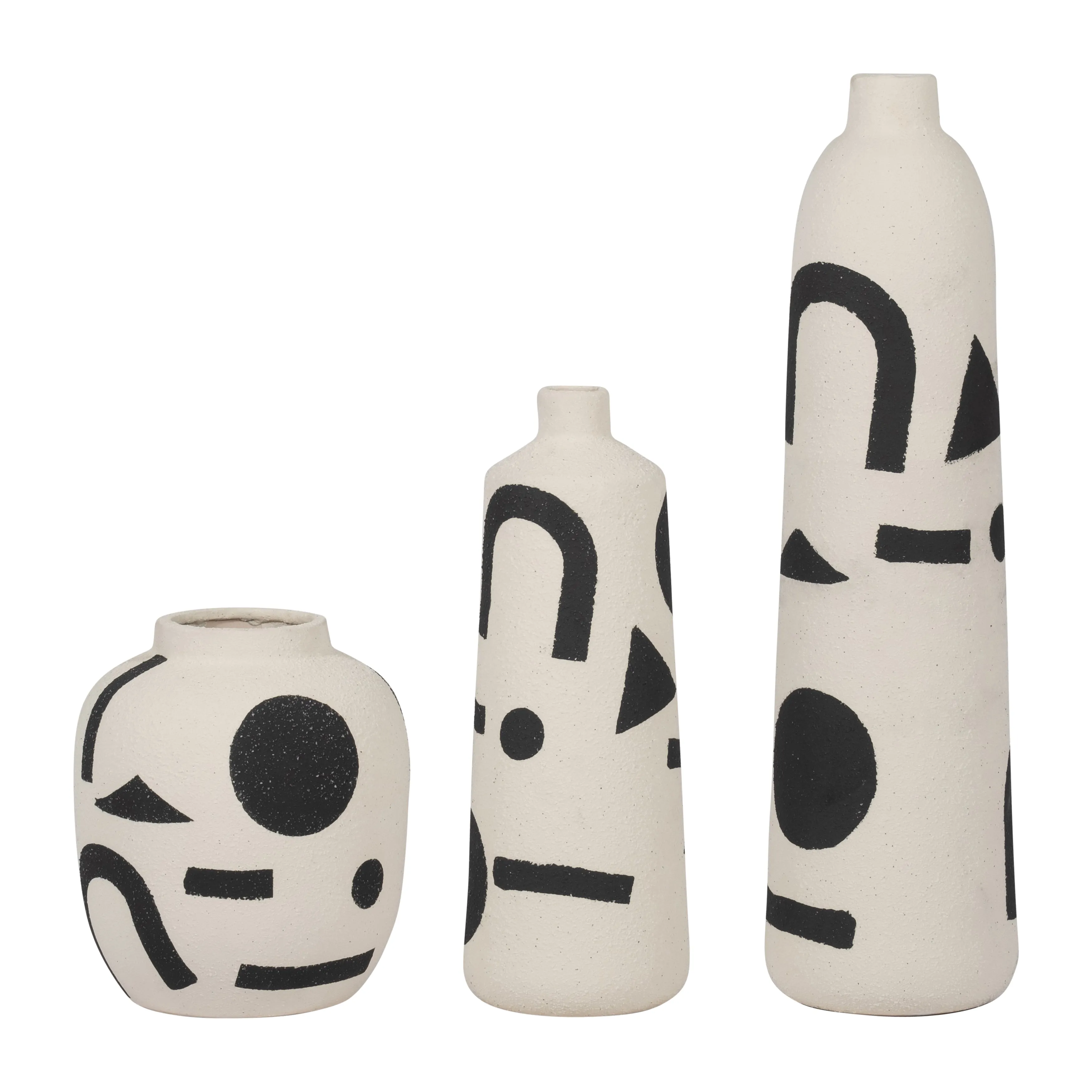 CER, 15" FUNKY VASE, IVORY/BLACK