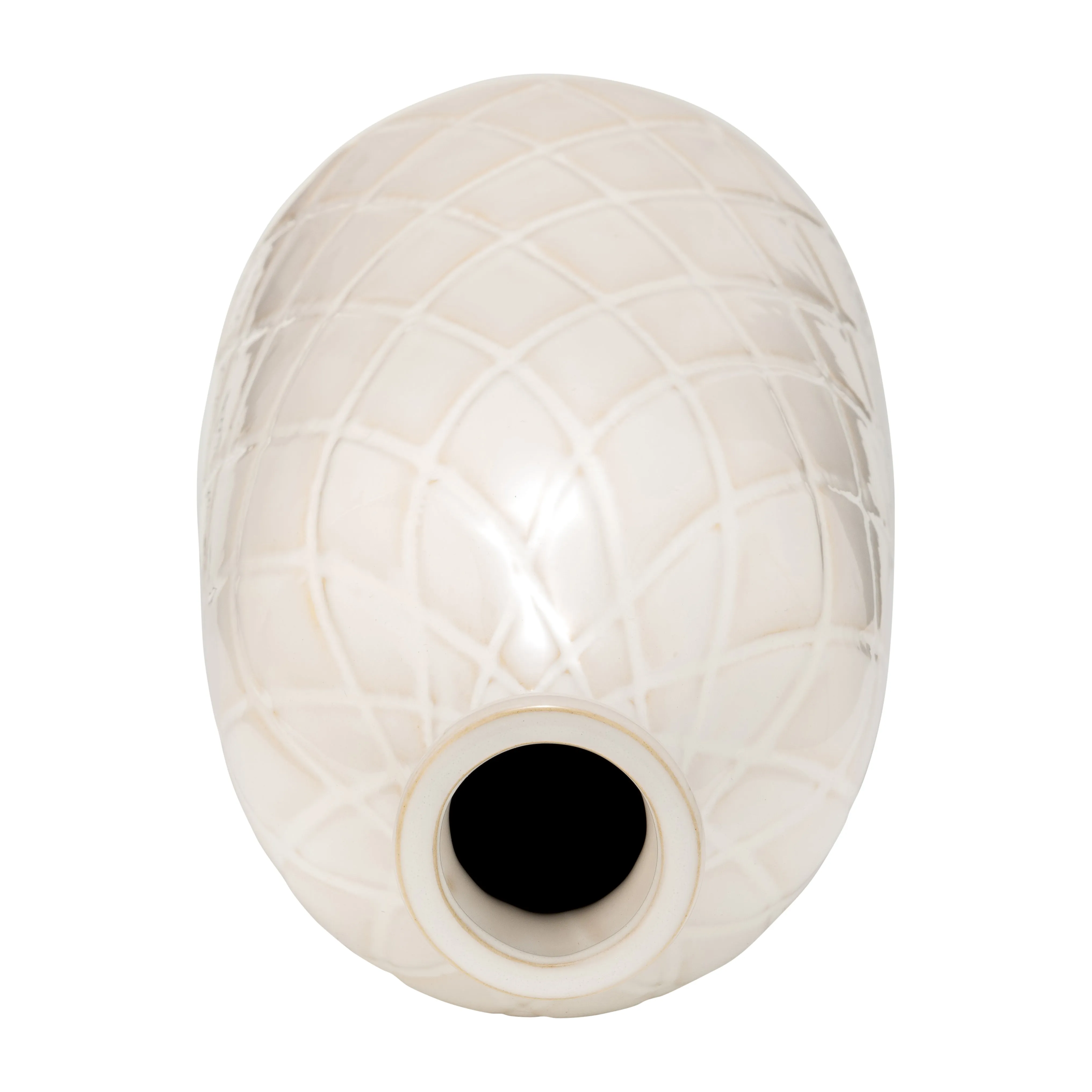 CER, 16" PLAID TEXTURED VASE, BEIGE