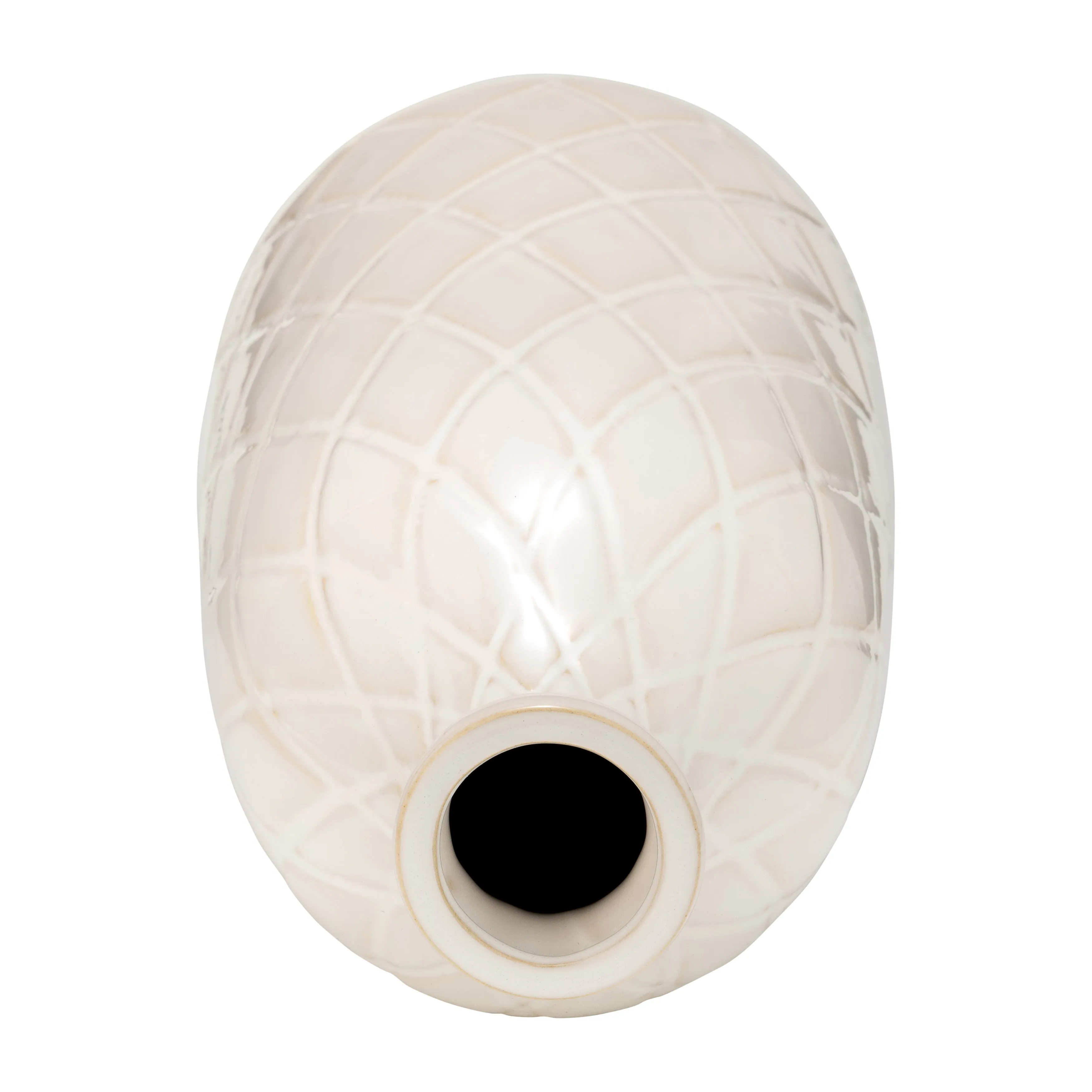 CER, 16" PLAID TEXTURED VASE, BEIGE