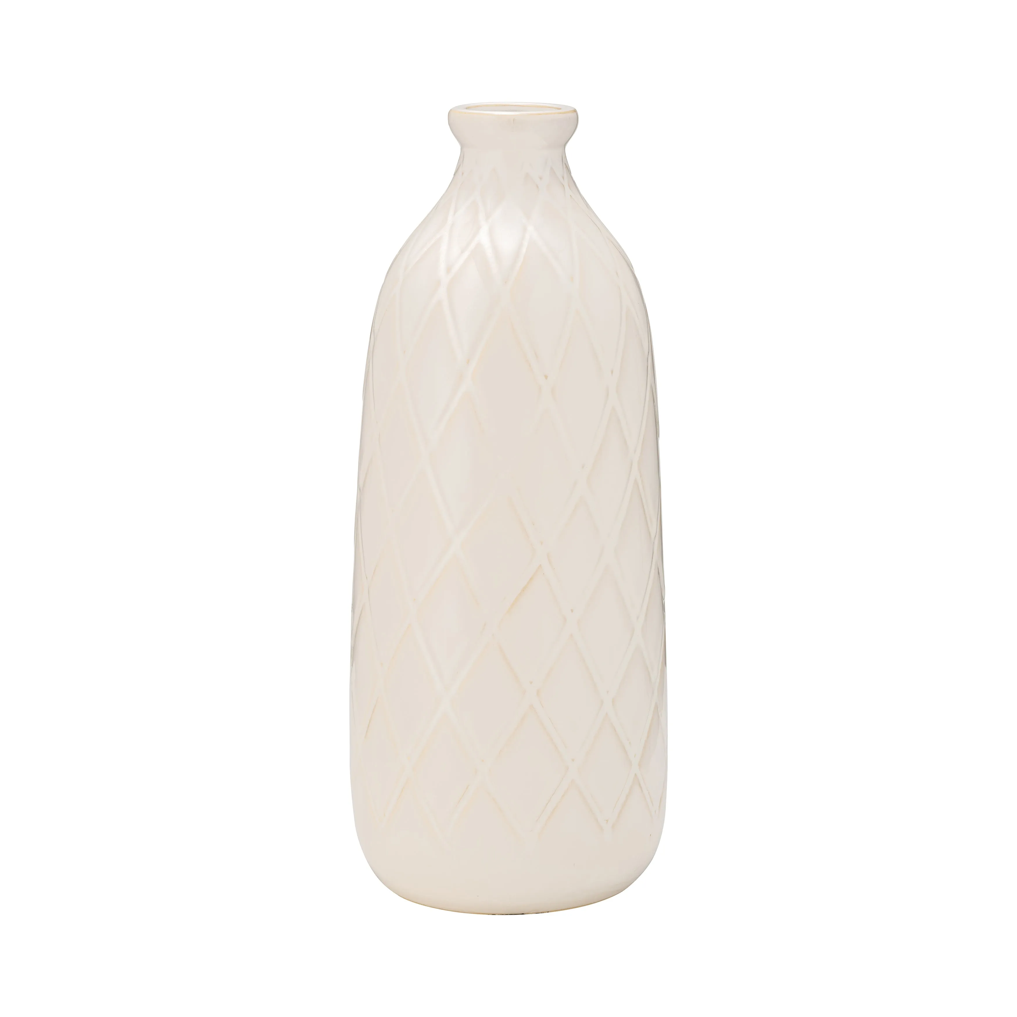 CER, 16" PLAID TEXTURED VASE, BEIGE