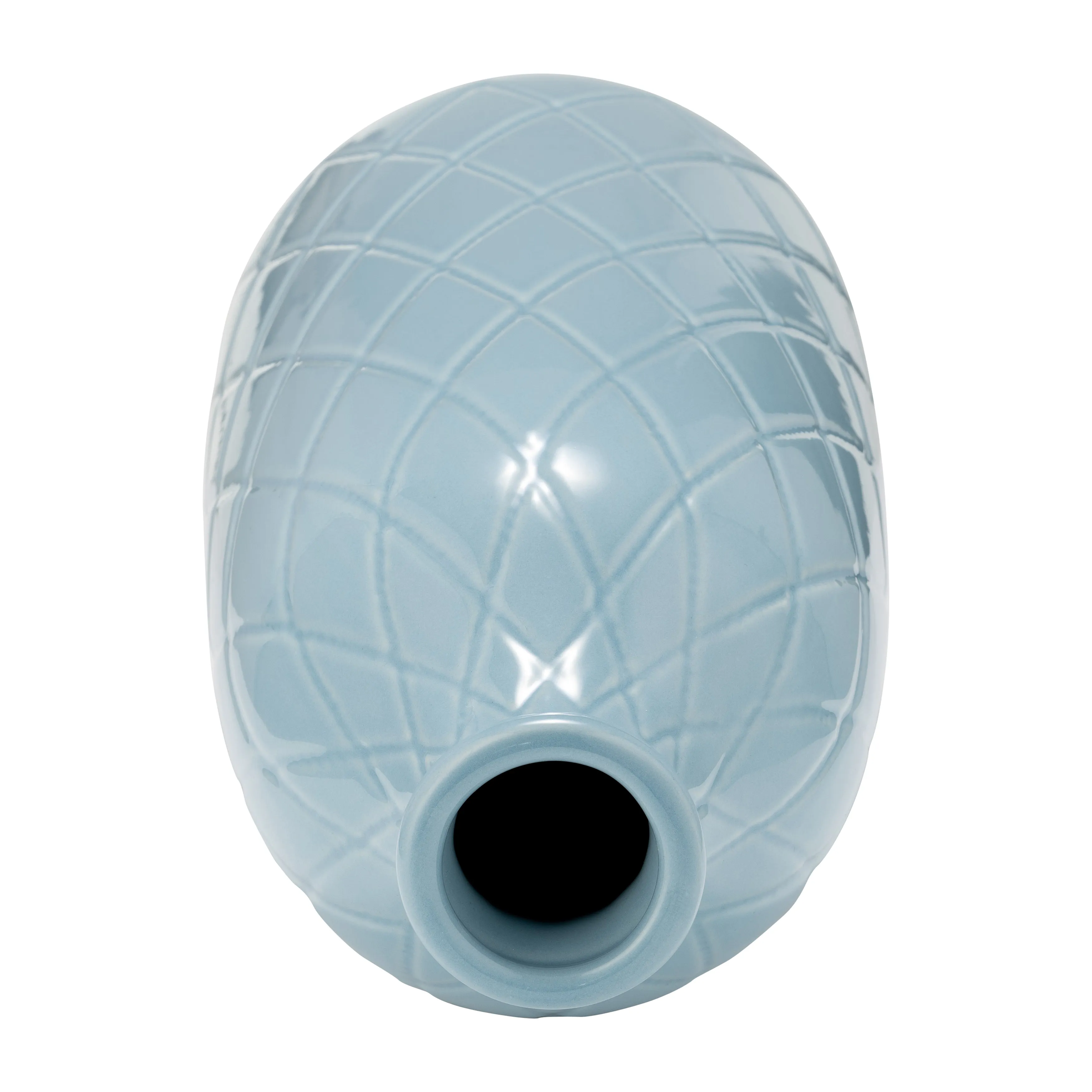 CER, 16" PLAID TEXTURED VASE, CAMEO BLUE