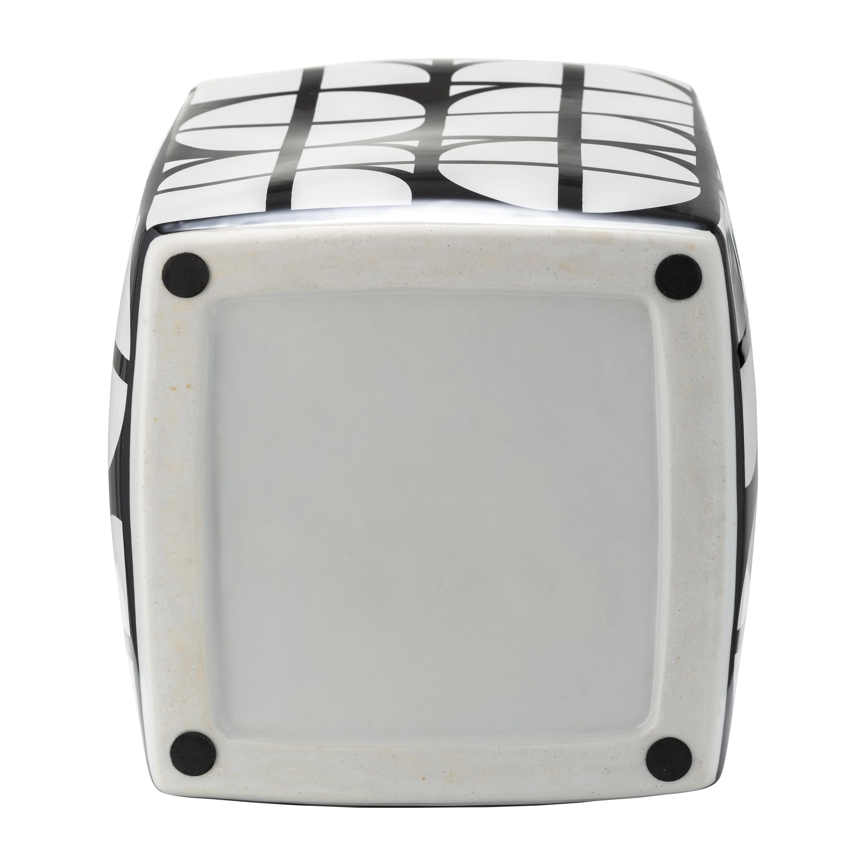 CER, 16"H SQUARE JAR W/ LID, BLACK/WHITE