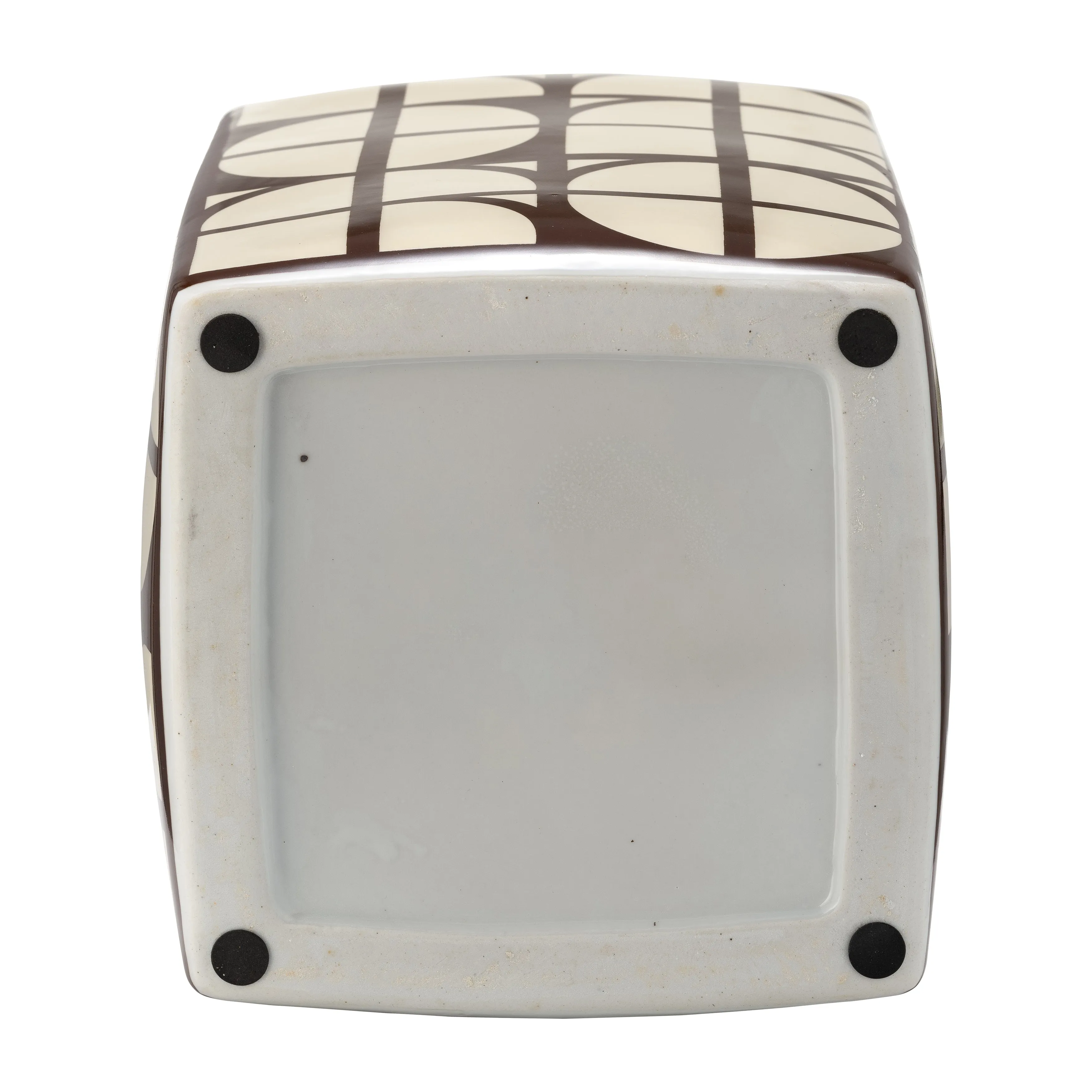 CER, 16"H SQUARE JAR W/ LID, JAVA/COTTON