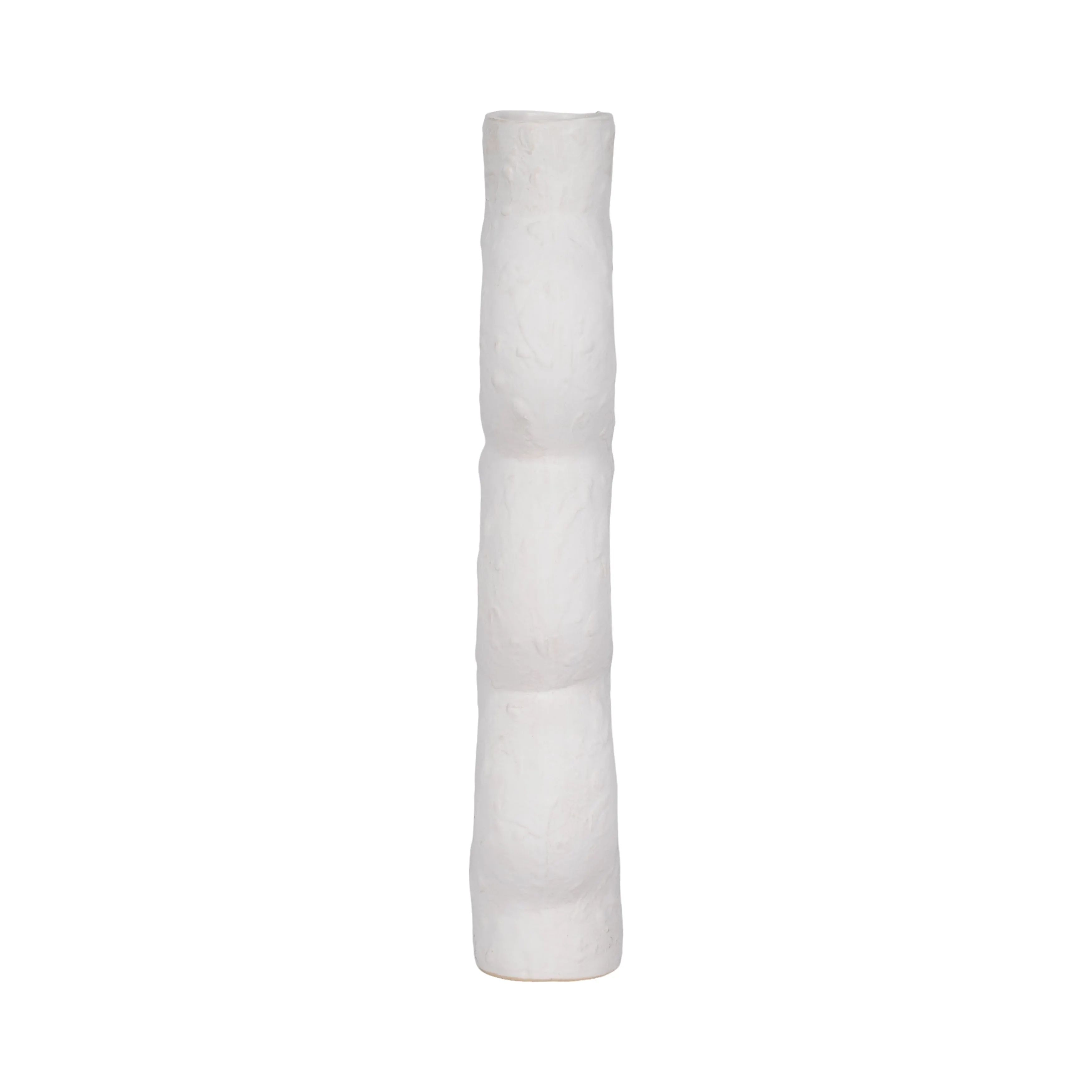 Cer, 17" Textured Stacked Circles Vase, White