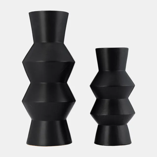 CER, 17"H TOTEM VASE, BLACK