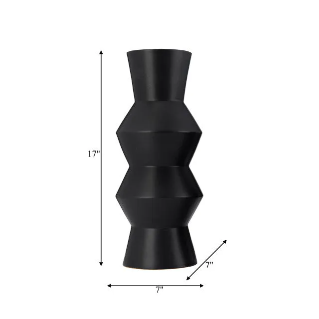 CER, 17"H TOTEM VASE, BLACK