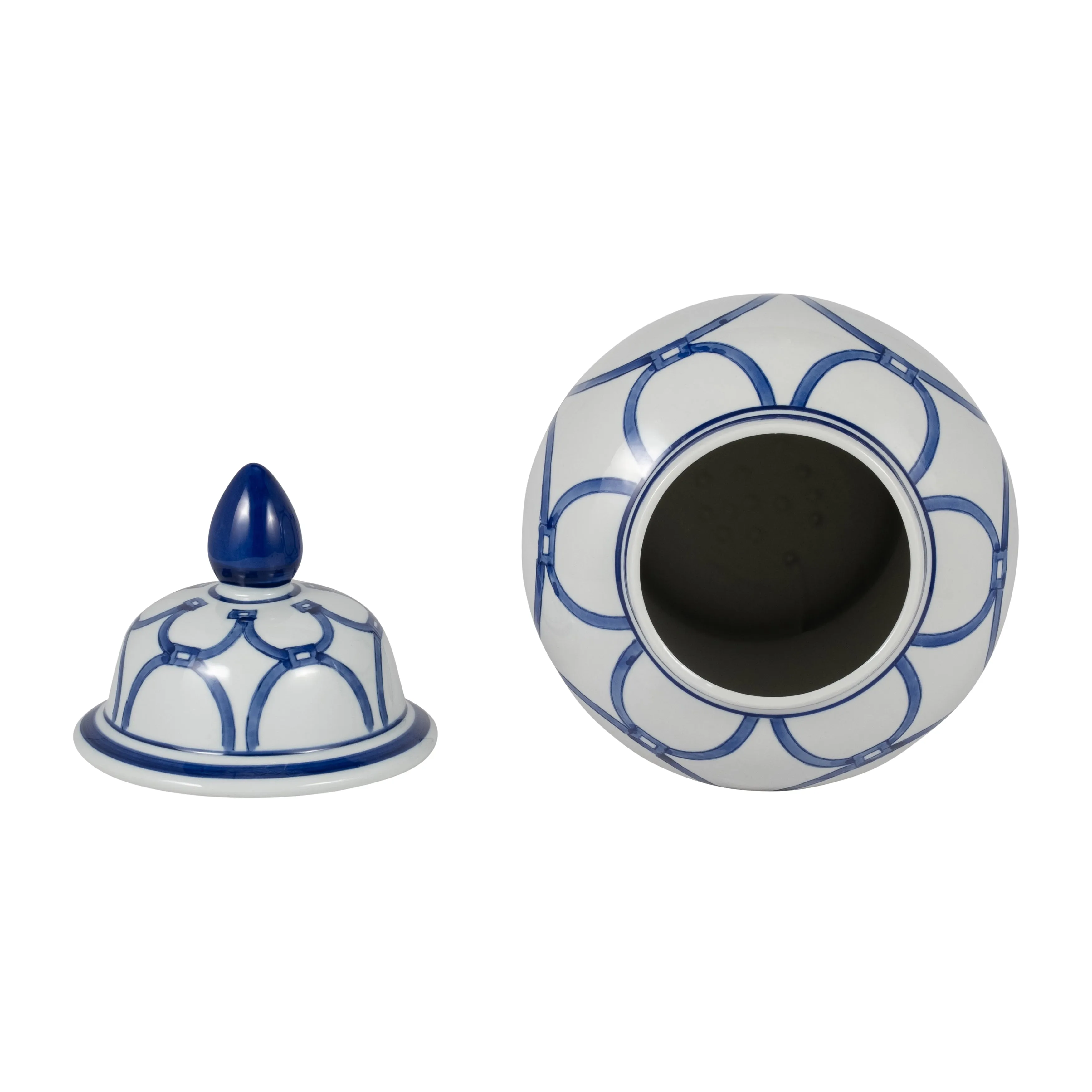 CER, 18" LINKS TEMPLE JAR, BLUE/WHITE