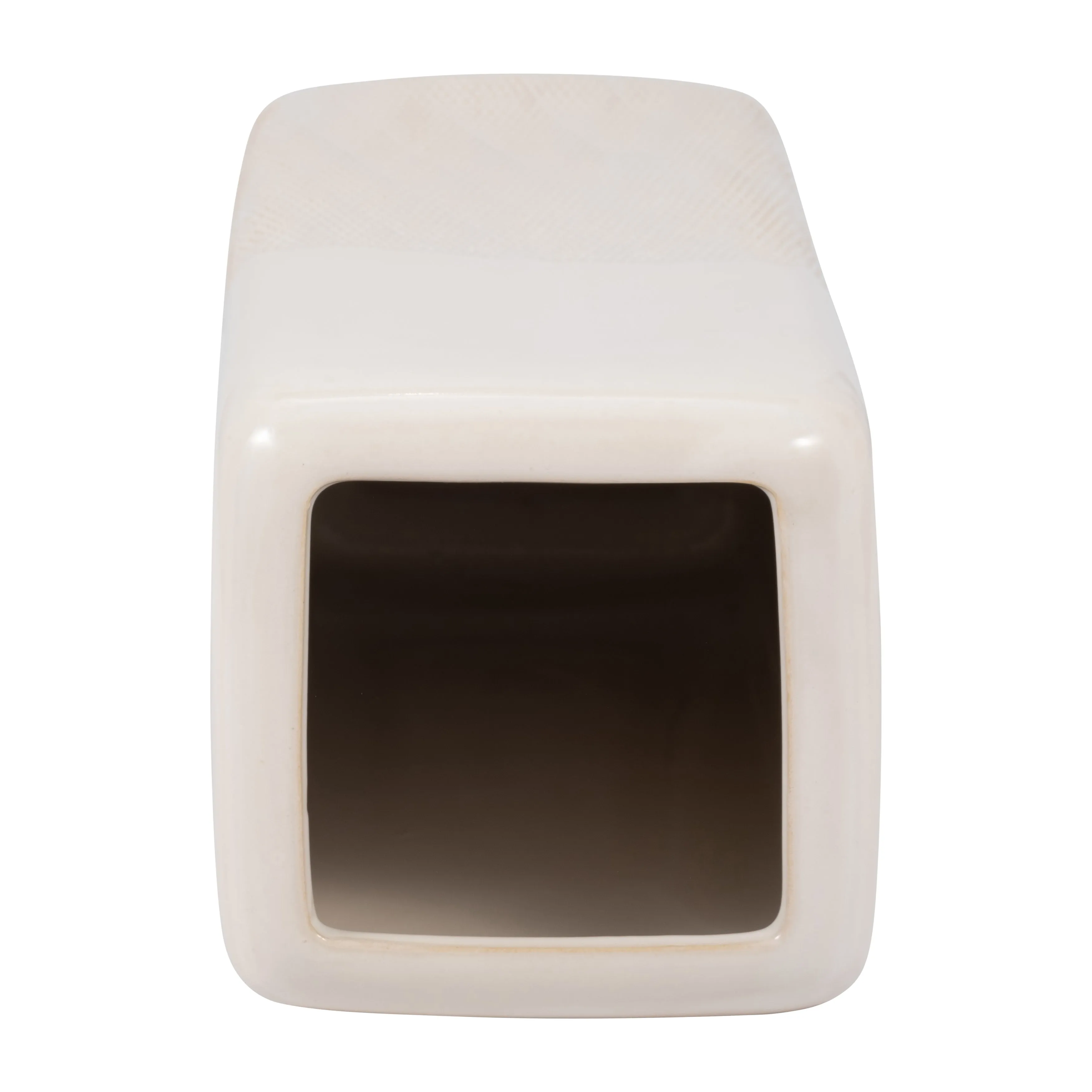 CER, 18" SQUARED GROOVED VASE, IVORY