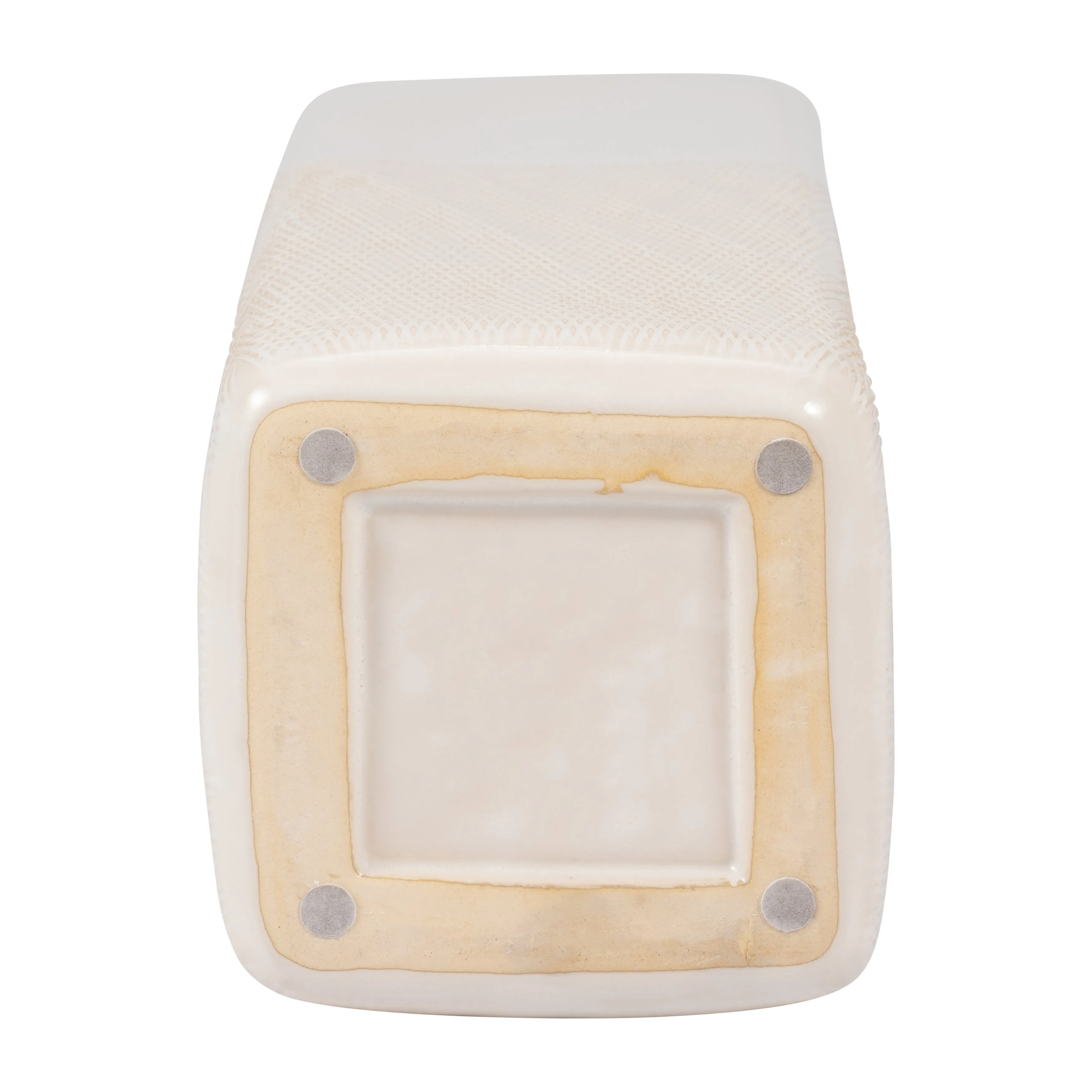 CER, 18" SQUARED GROOVED VASE, IVORY
