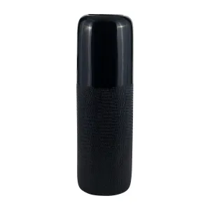 CER, 18"H GROOVED VASE, NAVY BLUE