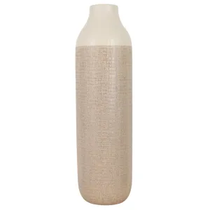 CER, 20" 2-TONE VASE, WHITE/TAN