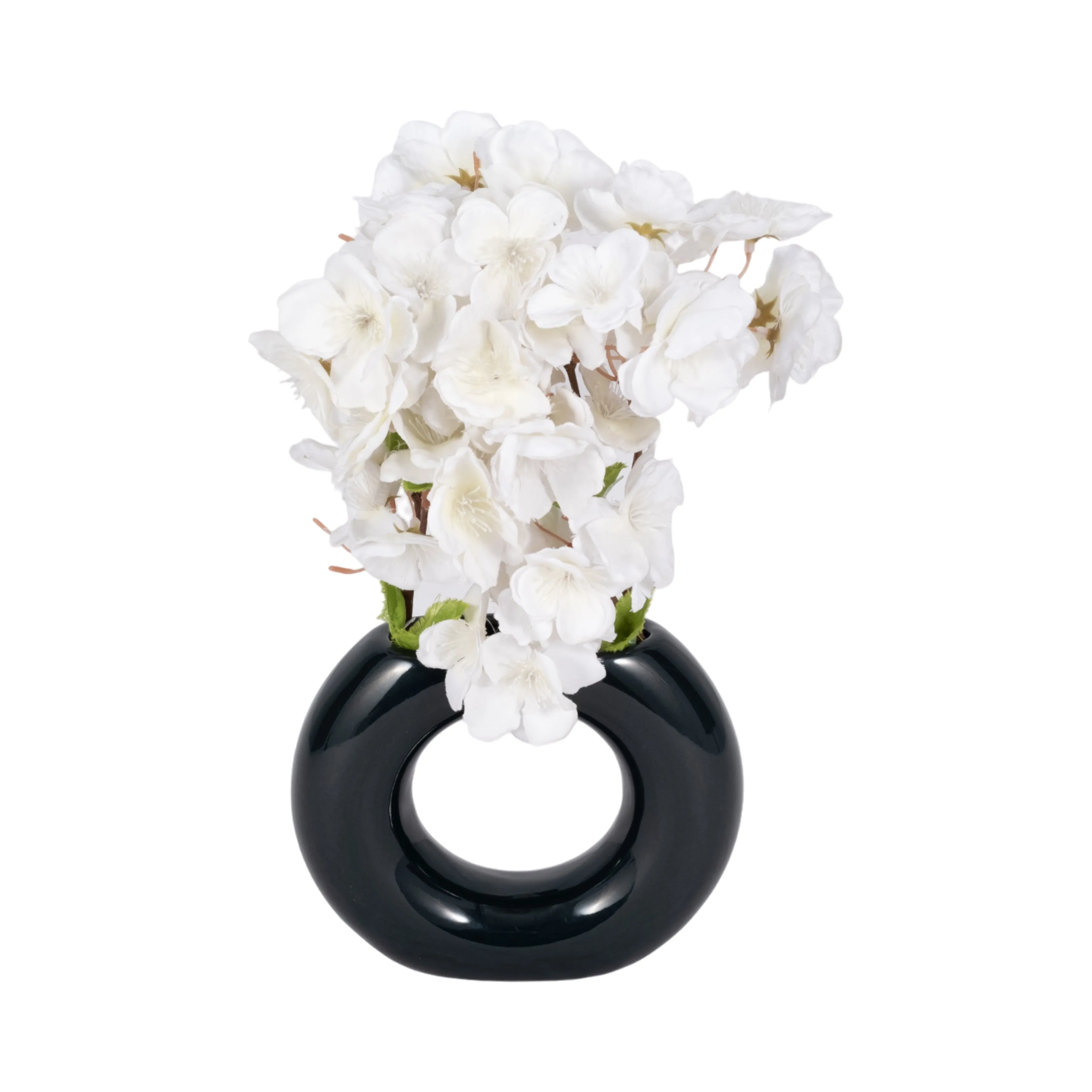 CER, 5" DONUT VASE, NAVY