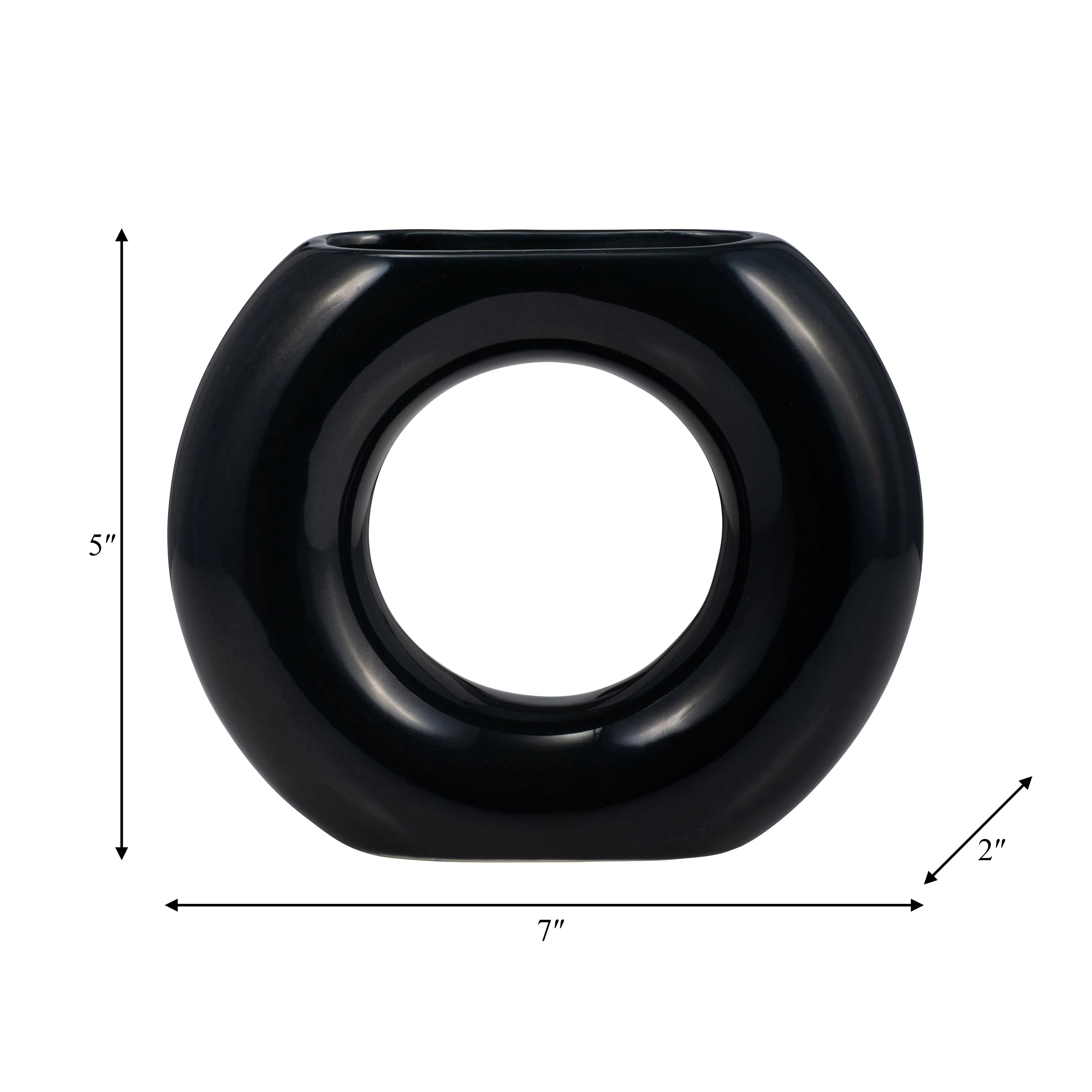 CER, 5" DONUT VASE, NAVY
