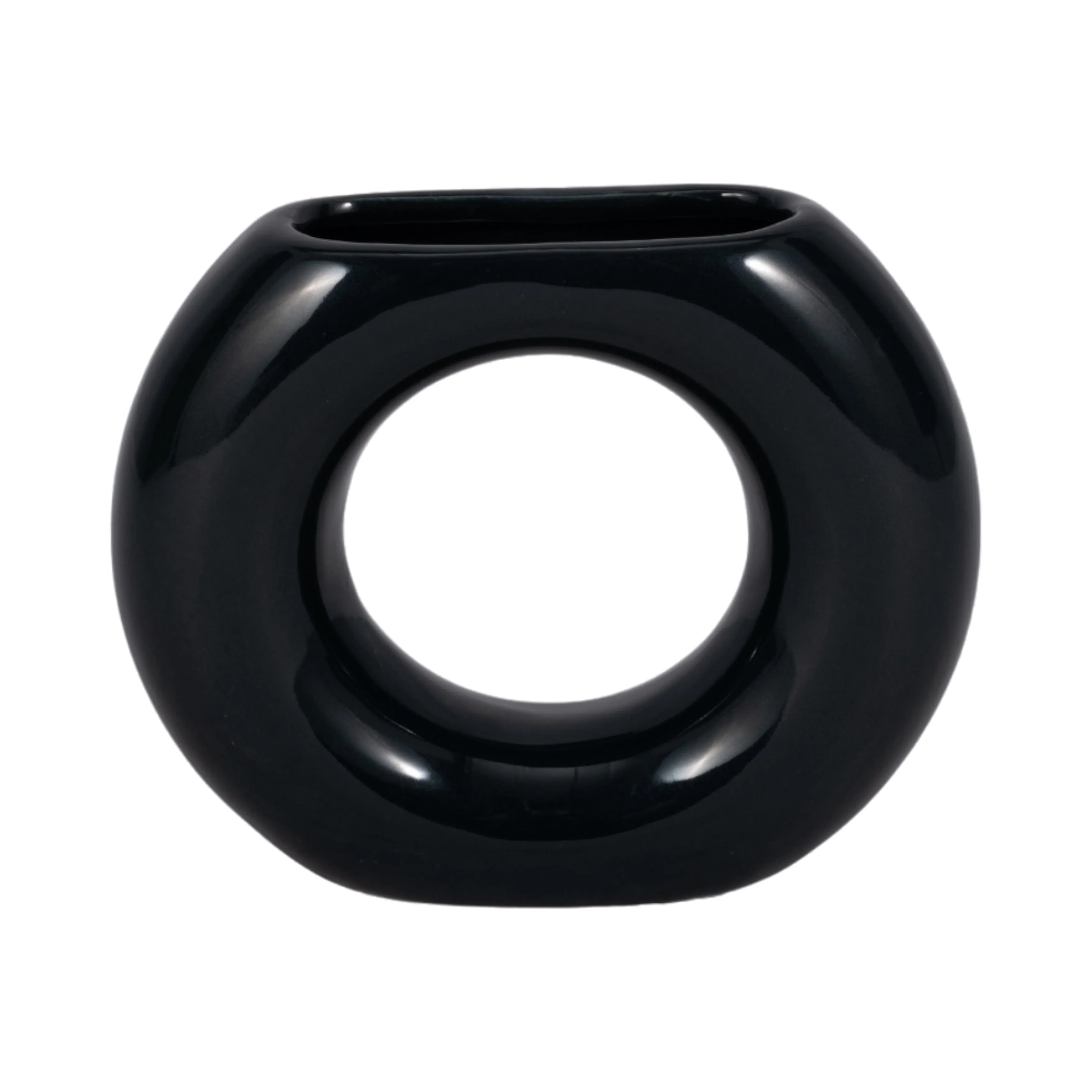 CER, 5" DONUT VASE, NAVY