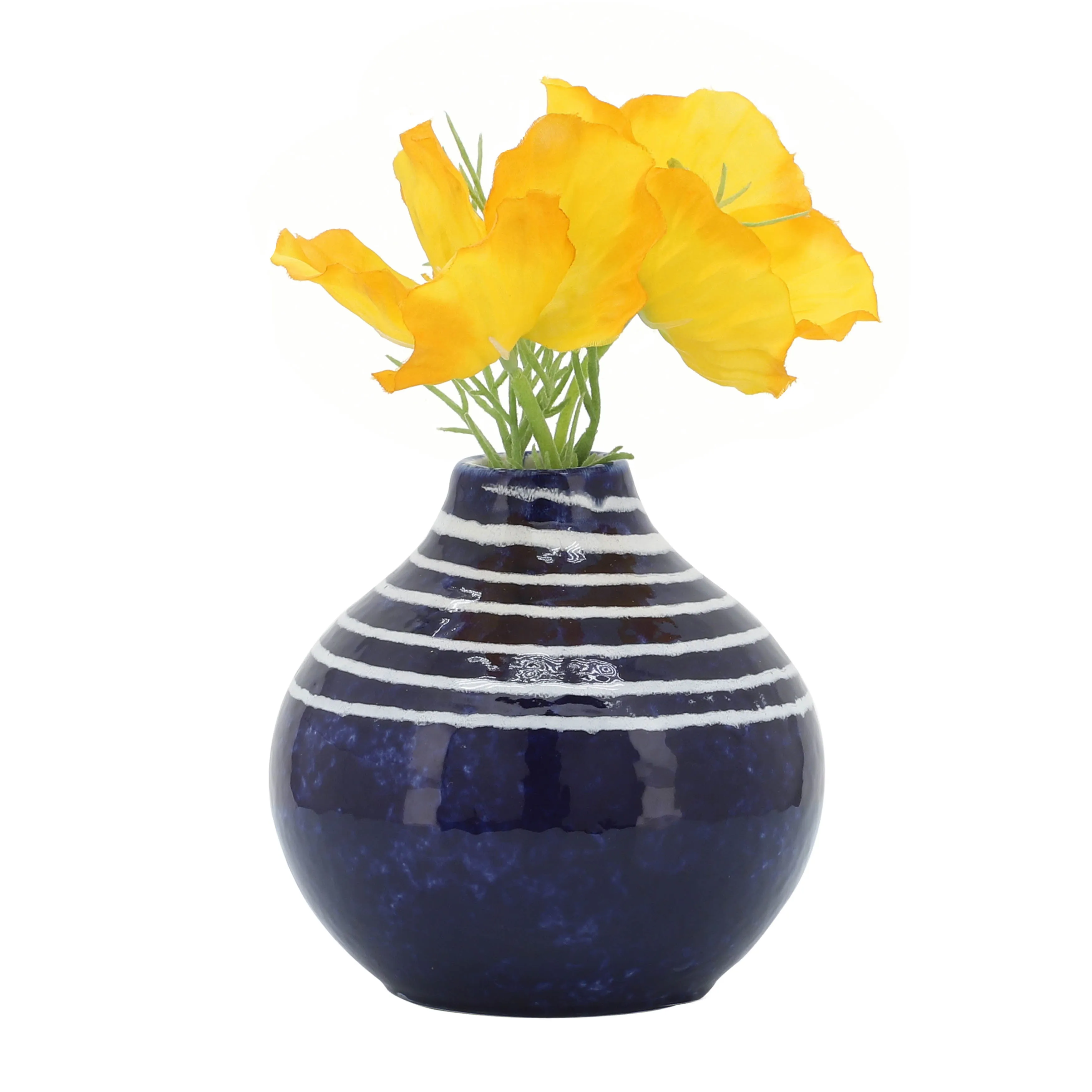 CER, 5"H PRIMEVAL VASE, BLUE