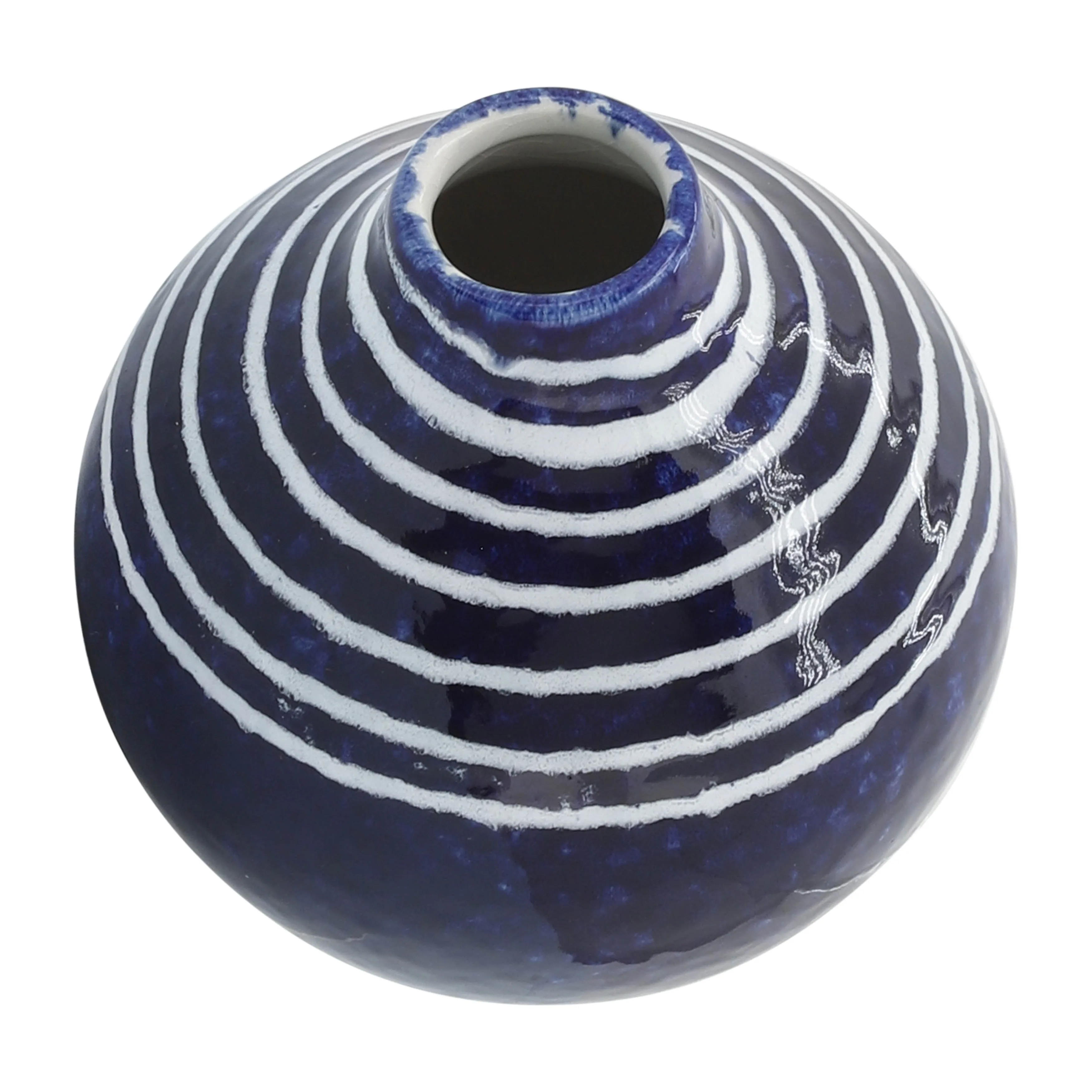 CER, 5"H PRIMEVAL VASE, BLUE