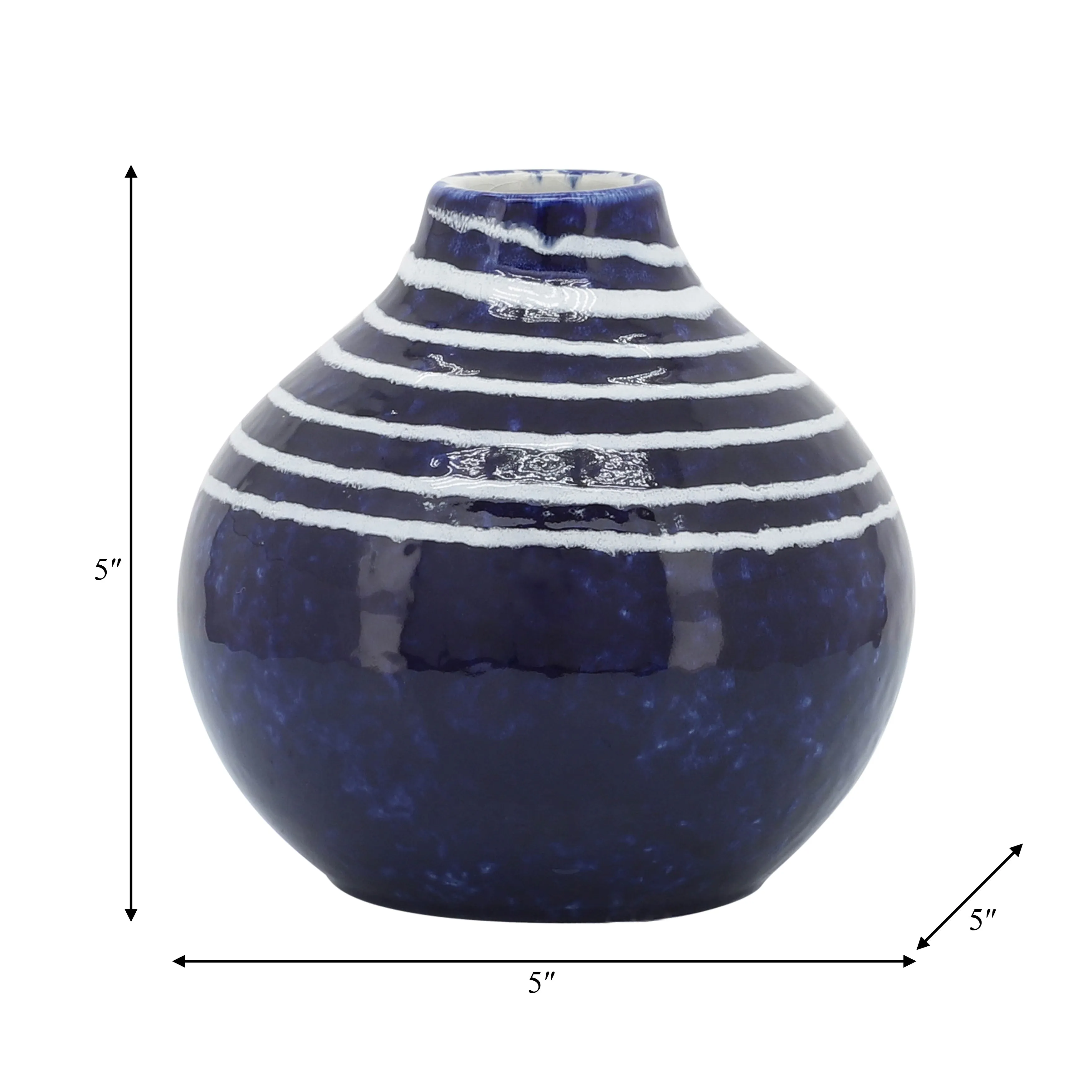 CER, 5"H PRIMEVAL VASE, BLUE