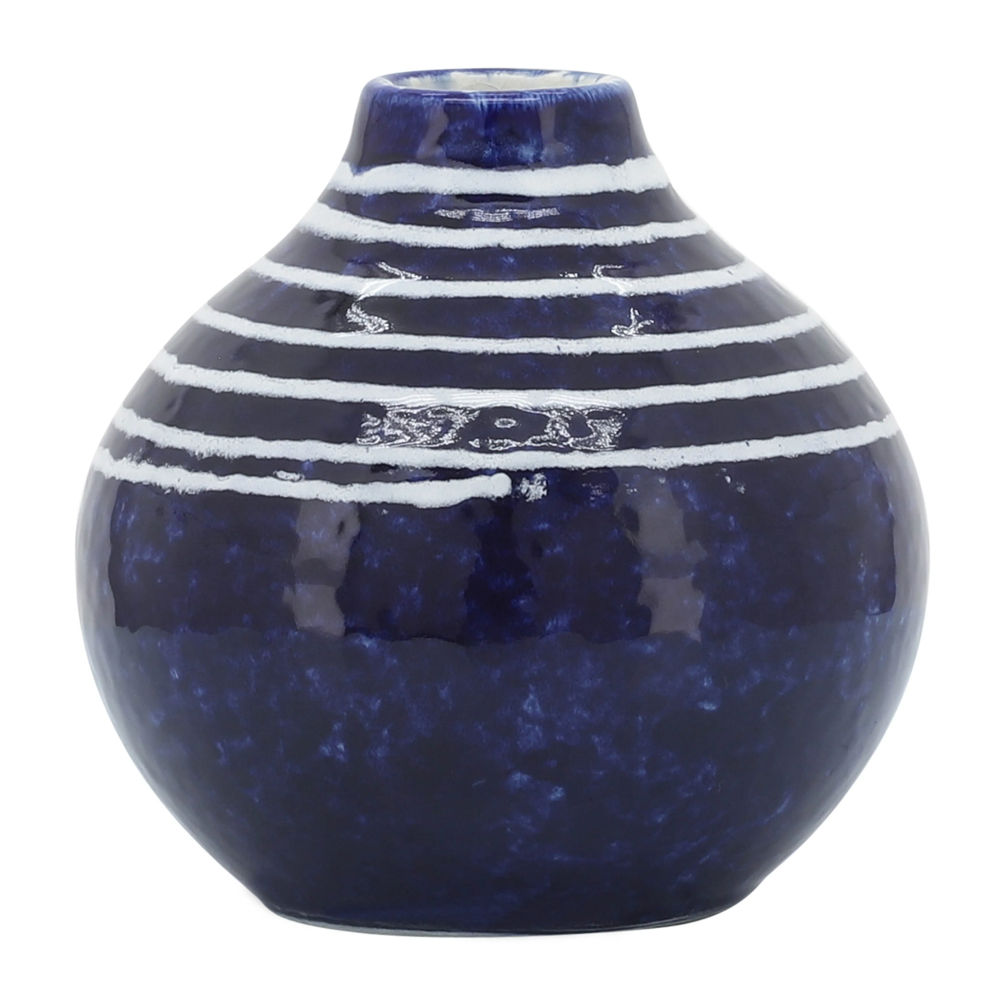 CER, 5"H PRIMEVAL VASE, BLUE