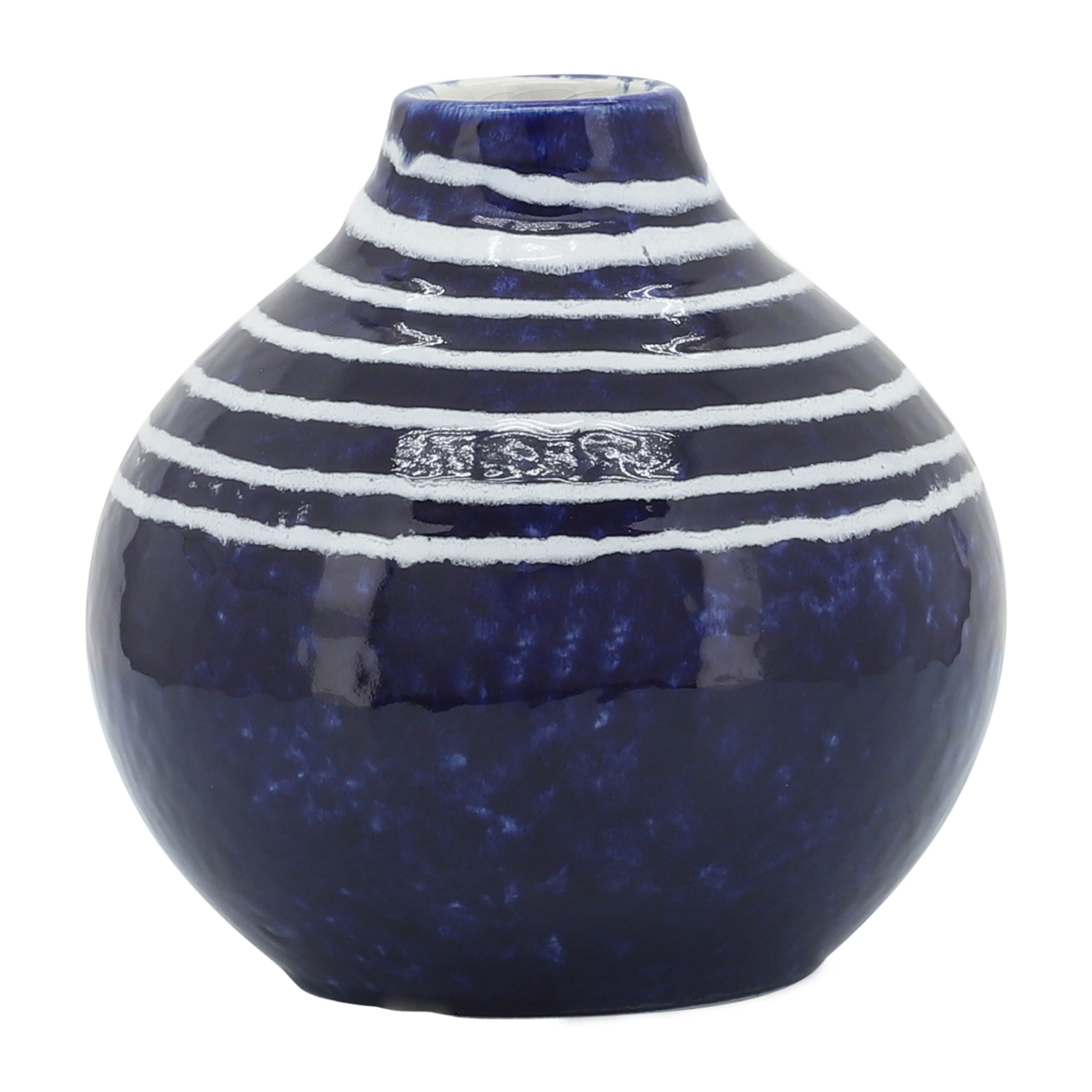 CER, 5"H PRIMEVAL VASE, BLUE