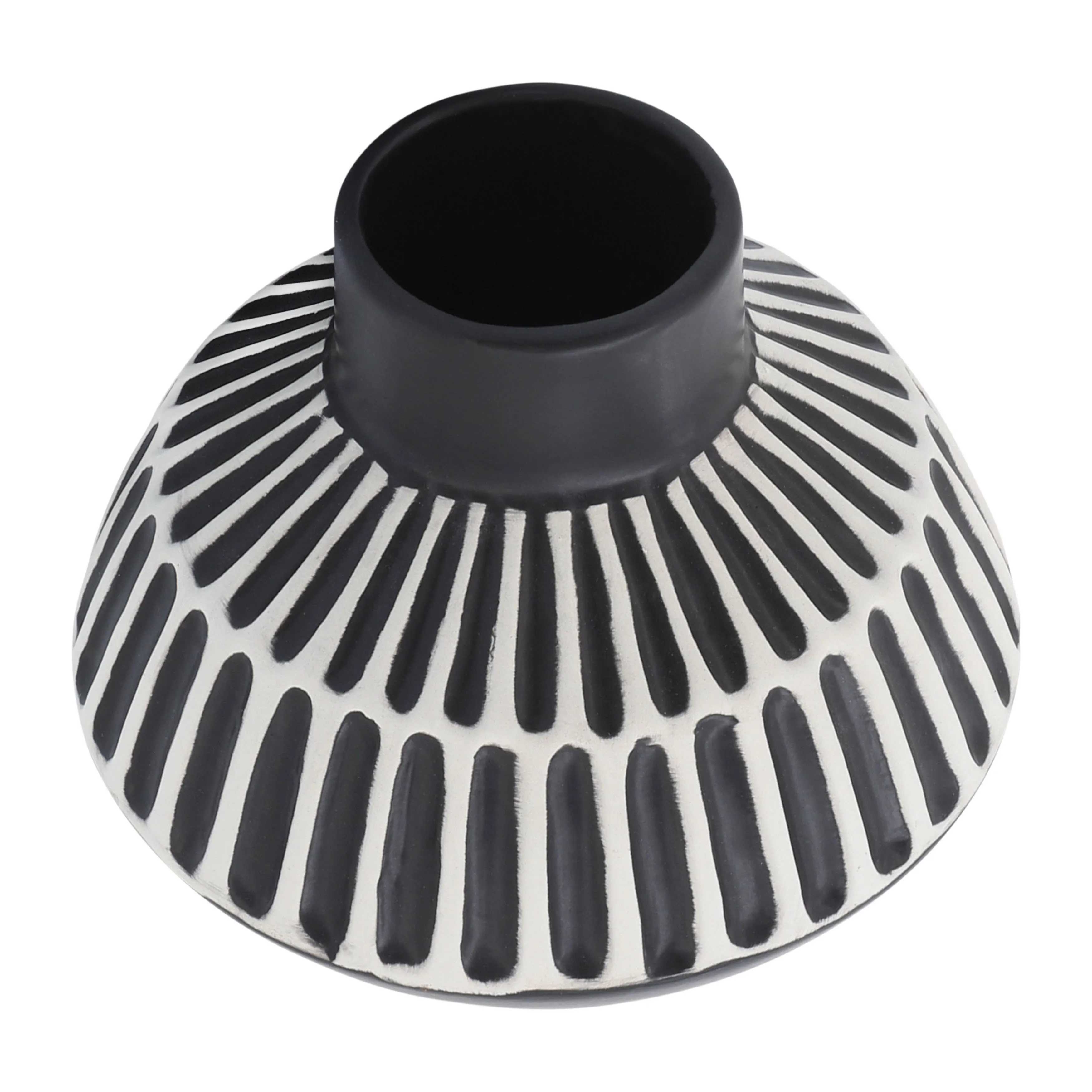 CER, 5"H TRIBAL VASE, BLACK