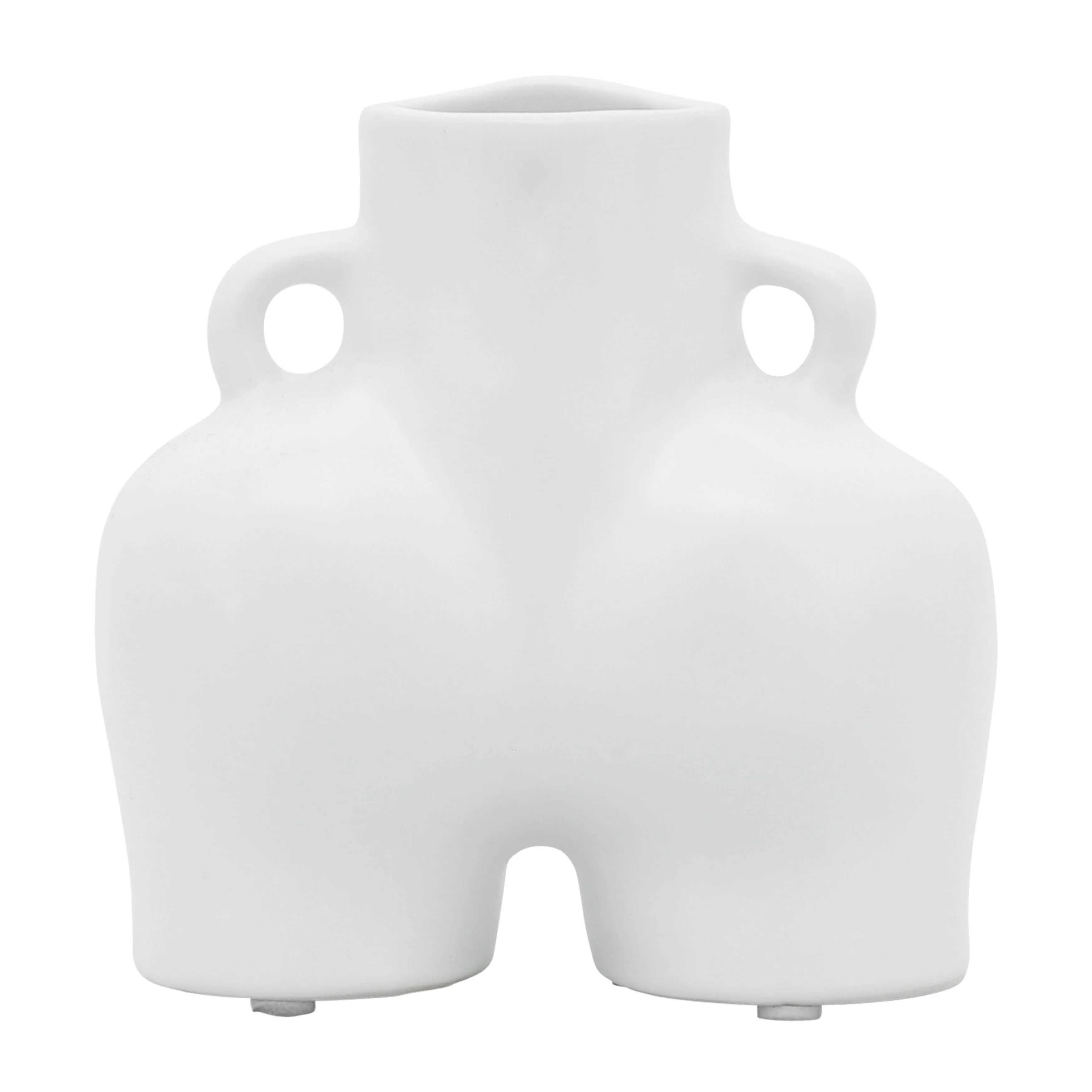 CER, 6" HALF BODY VASE, WHITE