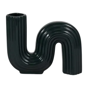 CER, 6" LOOPY VASE, FOREST GREEN