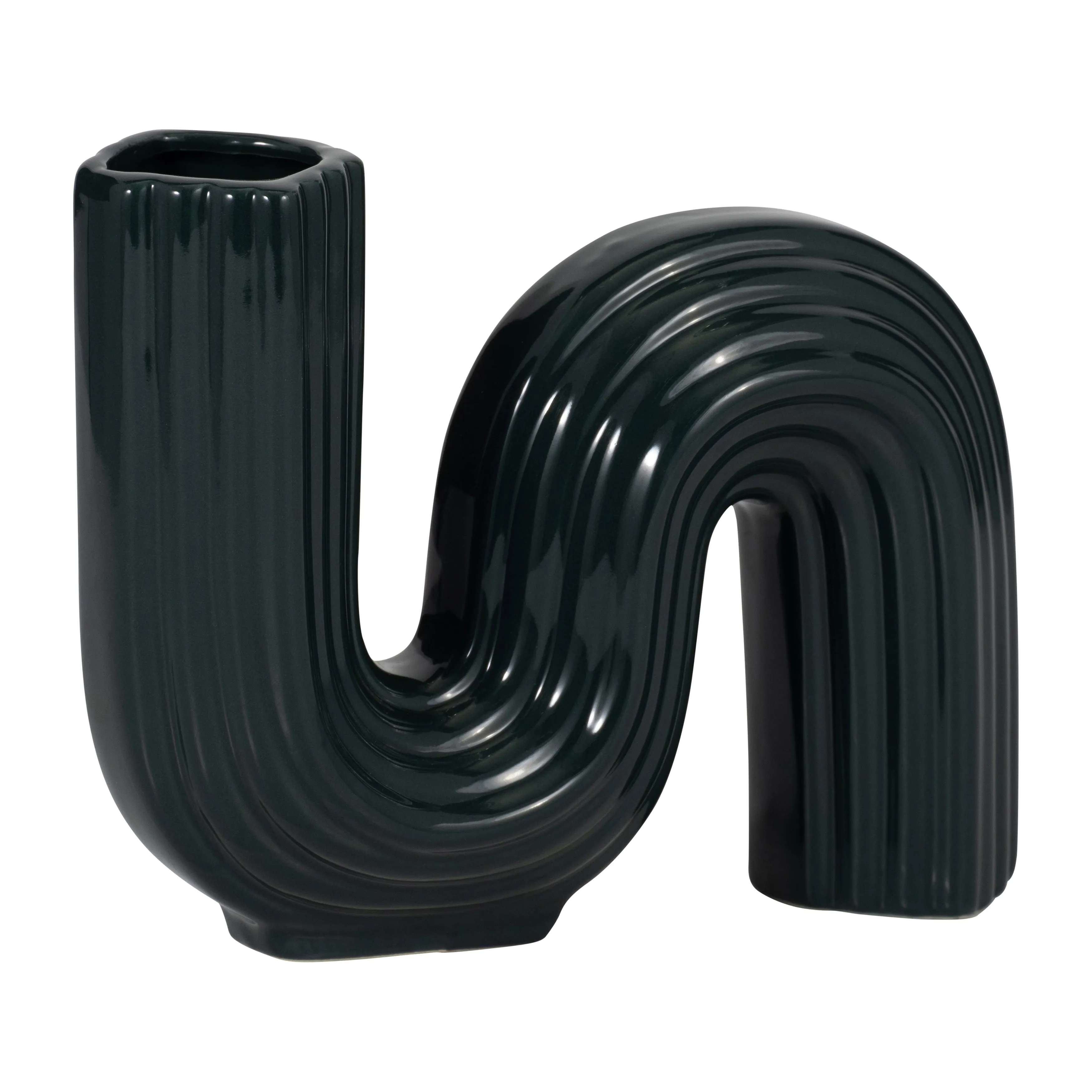 CER, 6" LOOPY VASE, FOREST GREEN