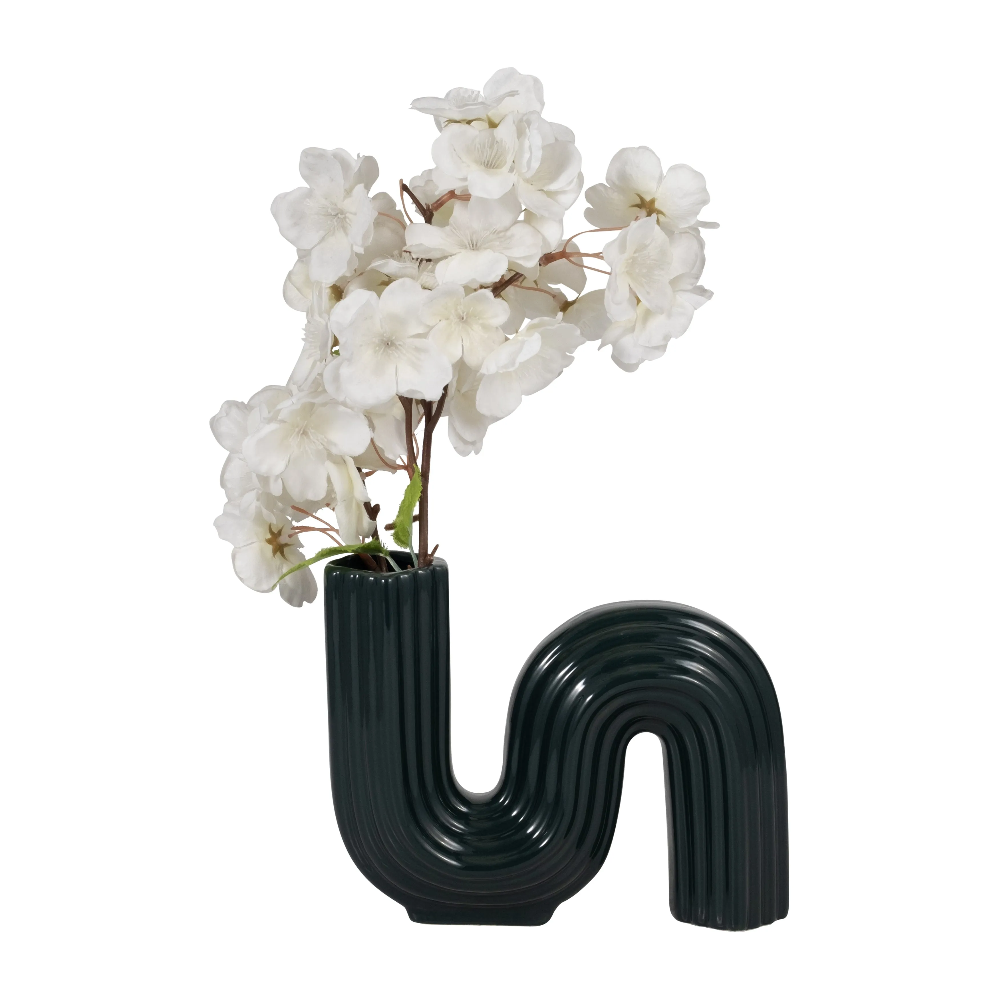 CER, 6" LOOPY VASE, FOREST GREEN