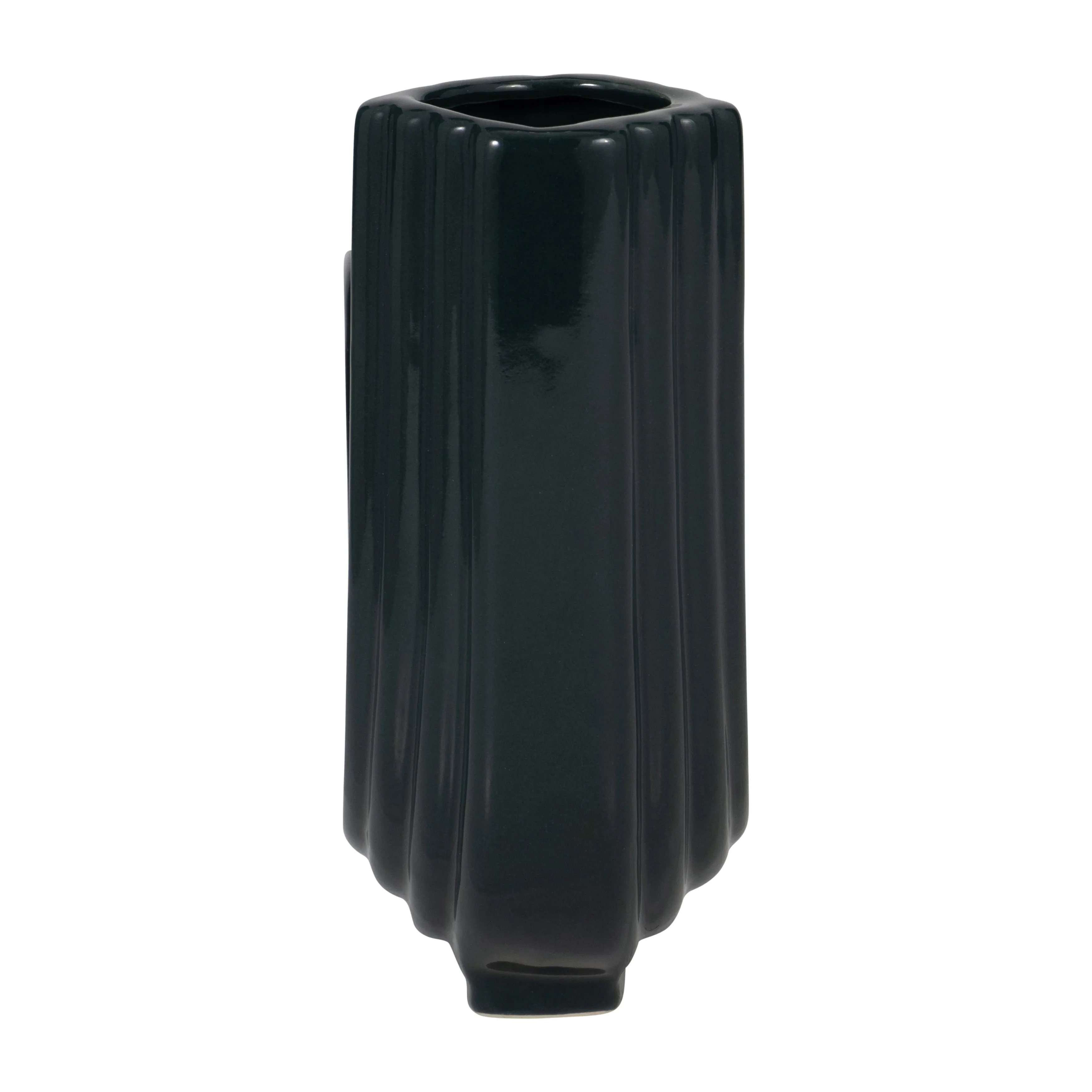 CER, 6" LOOPY VASE, FOREST GREEN