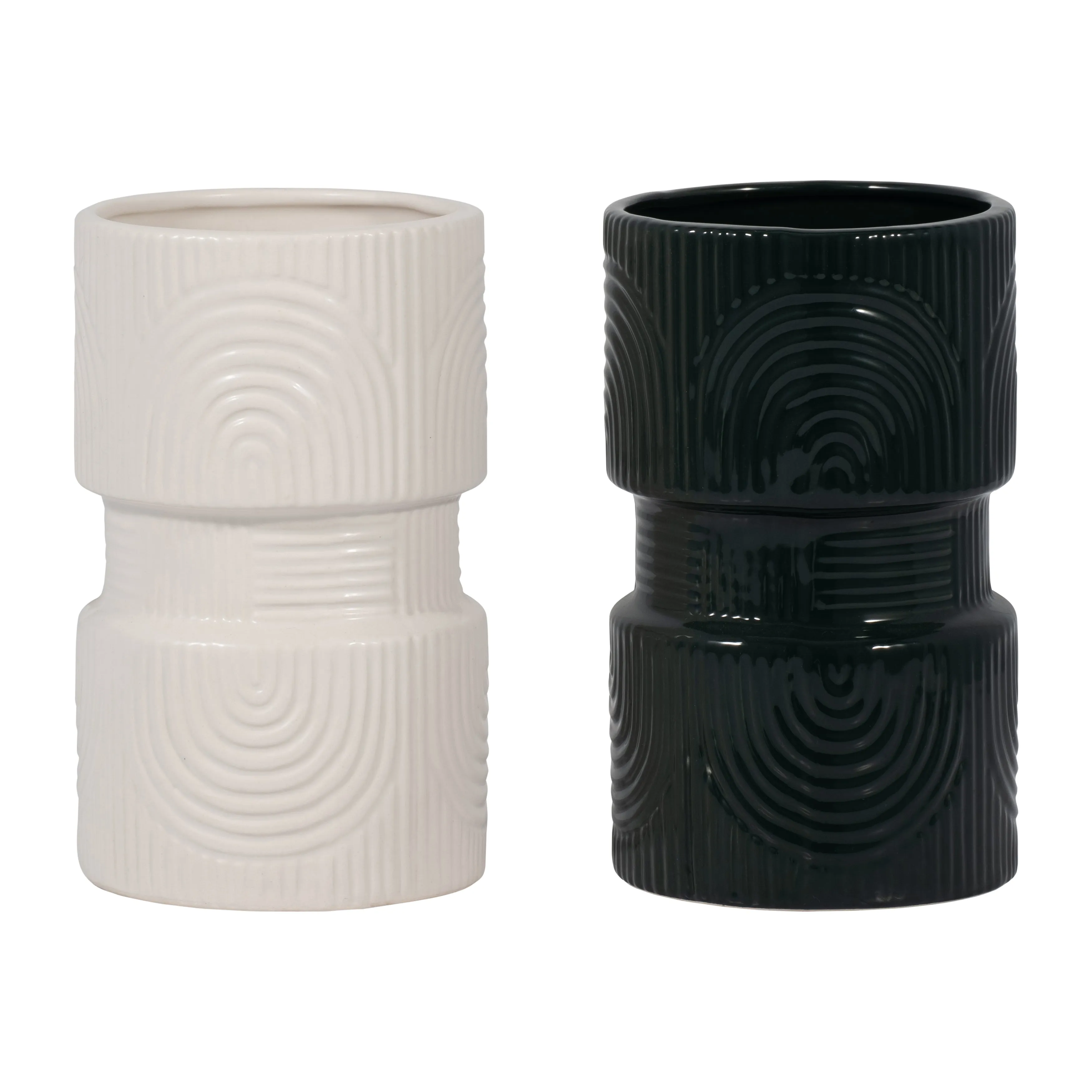 CER, 7" ARCHES DUMBELL VASE, FOREST GREEN